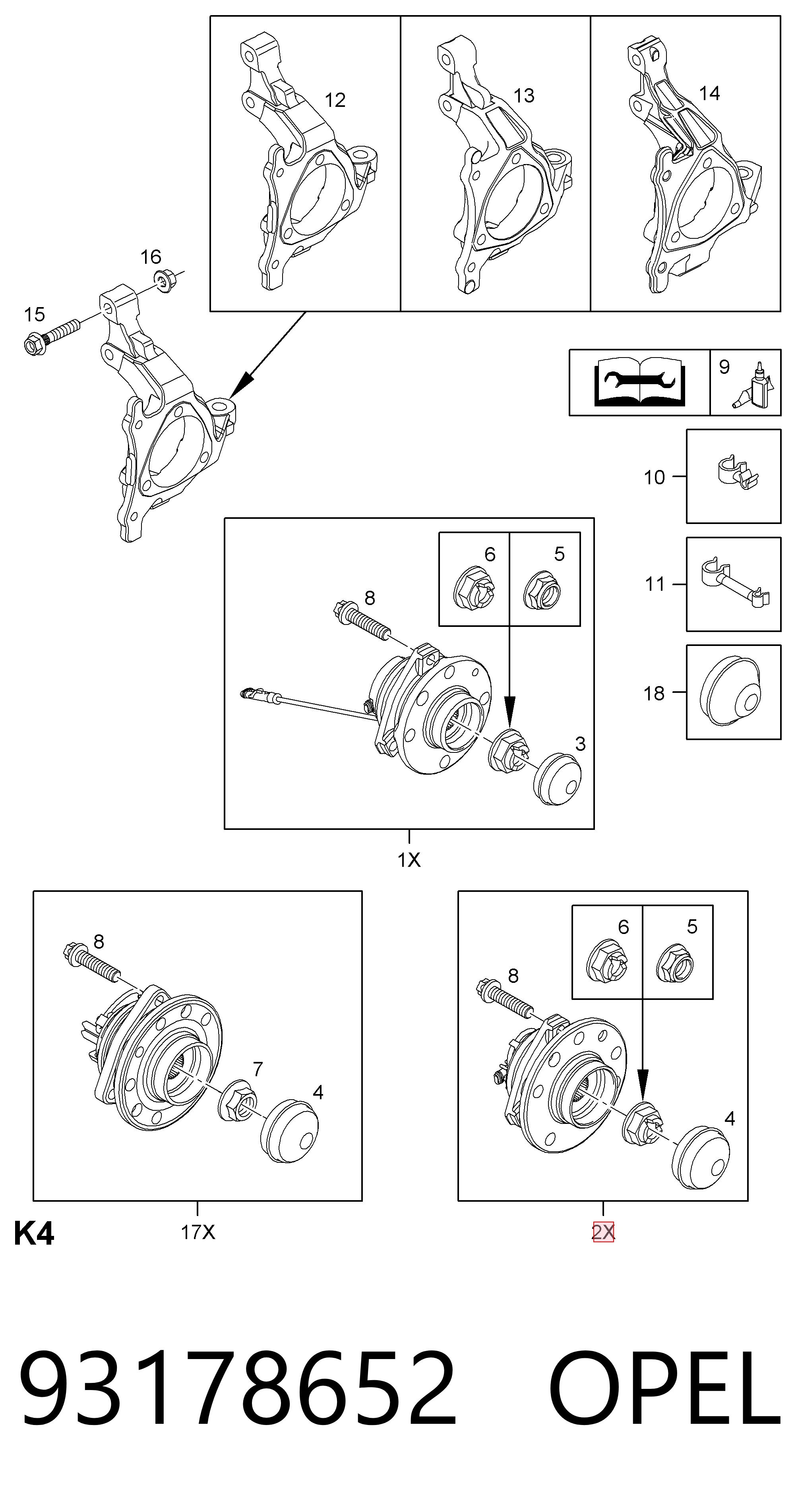93178652 Opel Ступица колеса передняя