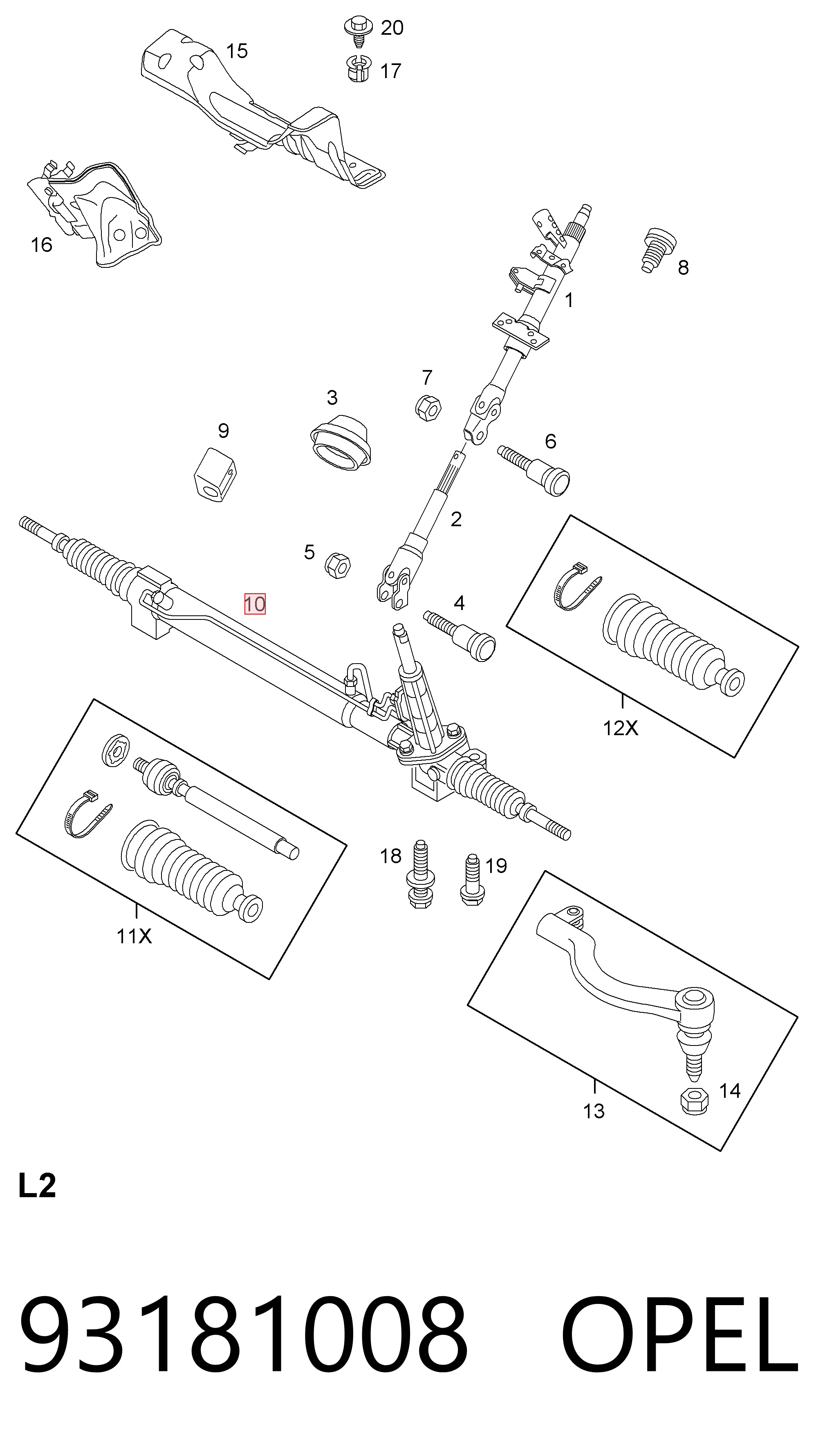 Реечный рулевой механизм Nissan/Infiniti 4920000Q2G цена, от 276.82 USD