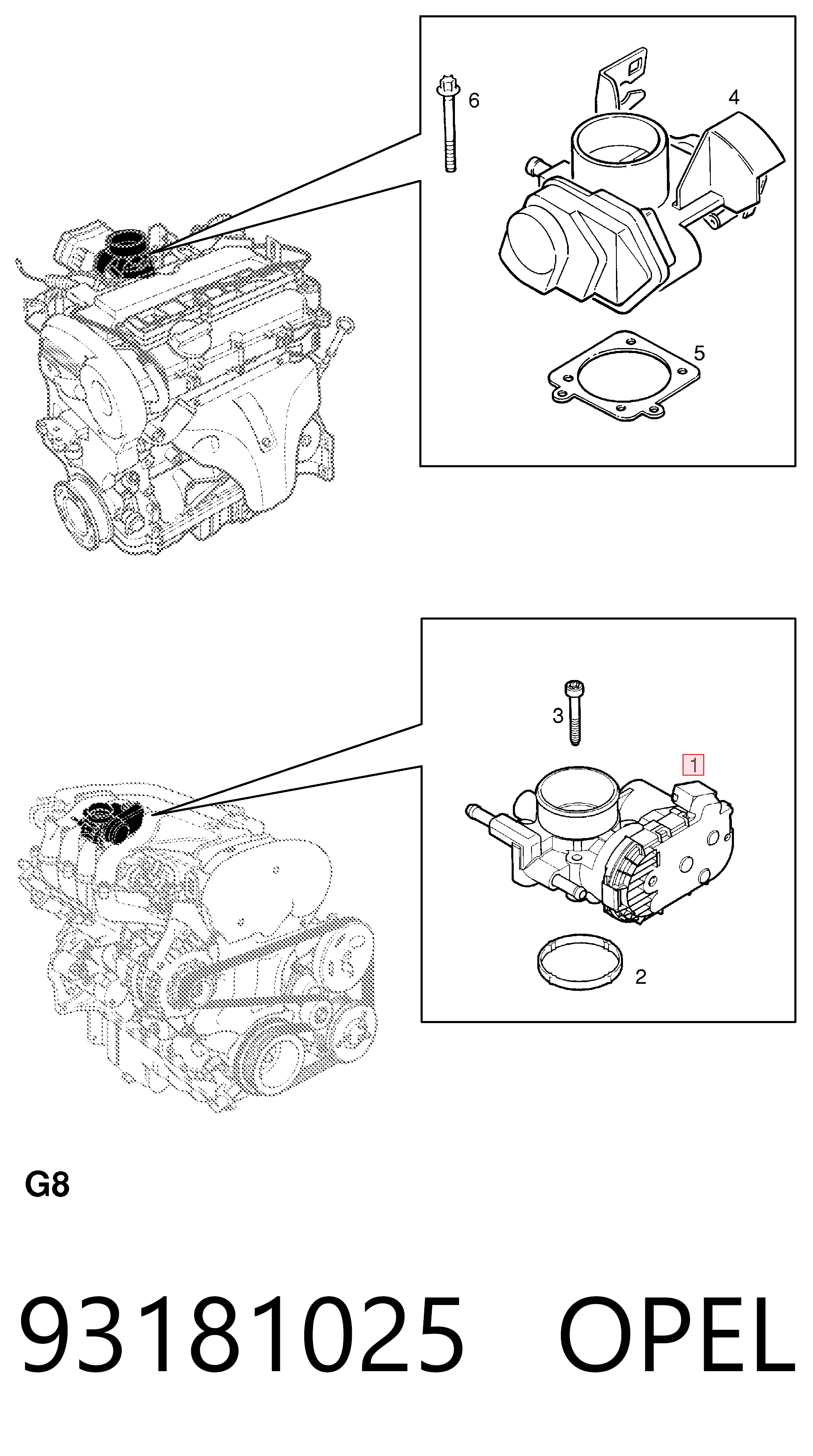93181025 Opel Дроссельная заслонка