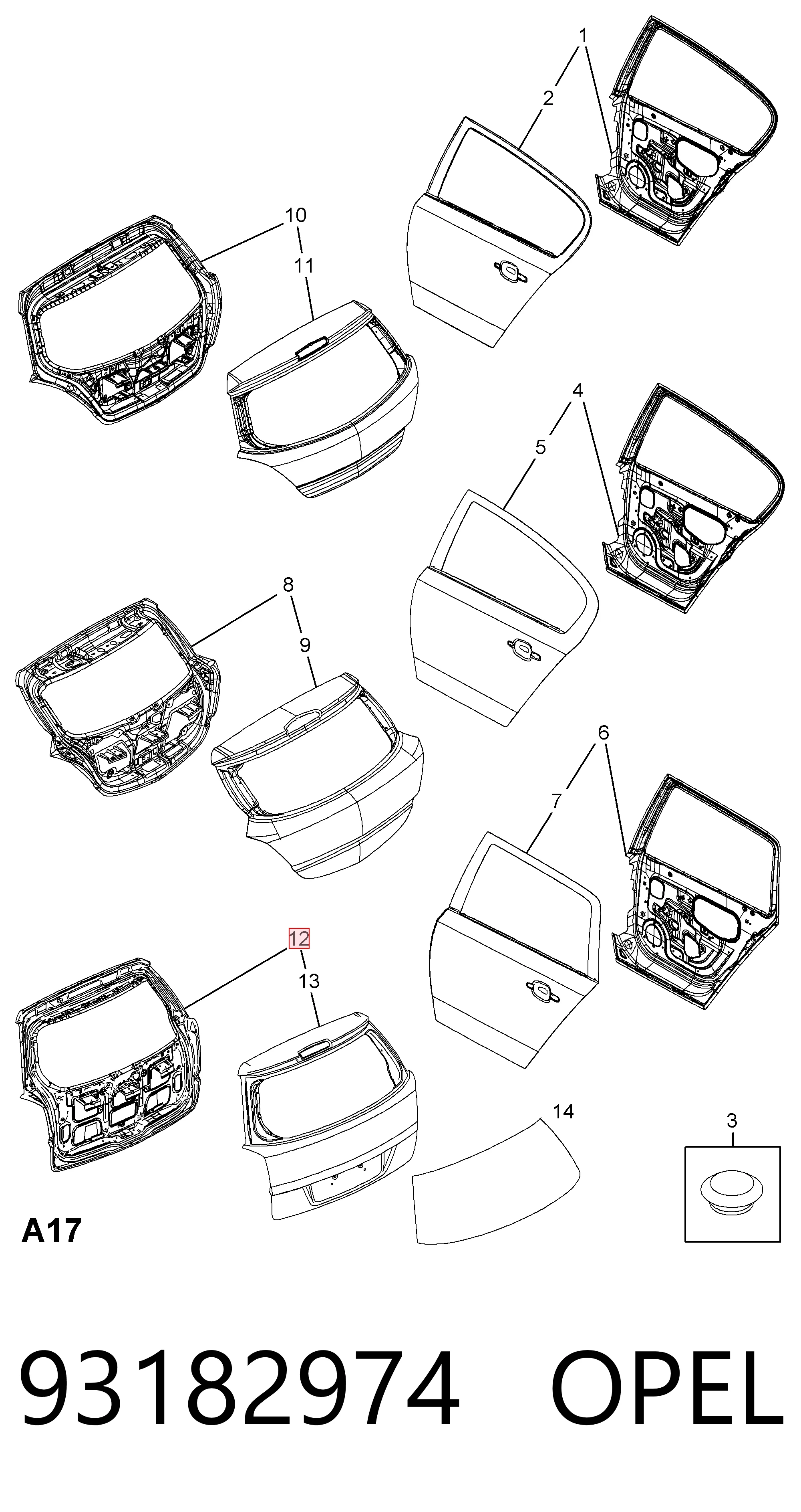 Задняя дверь на Opel Astra H L35