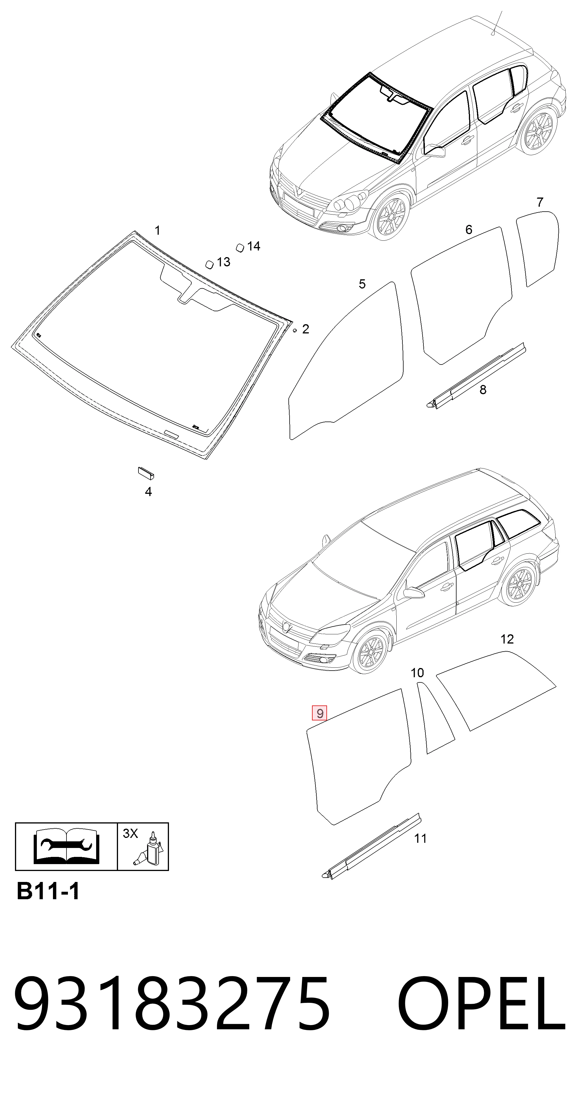 5161463 General Motors Стекло двери задней левой