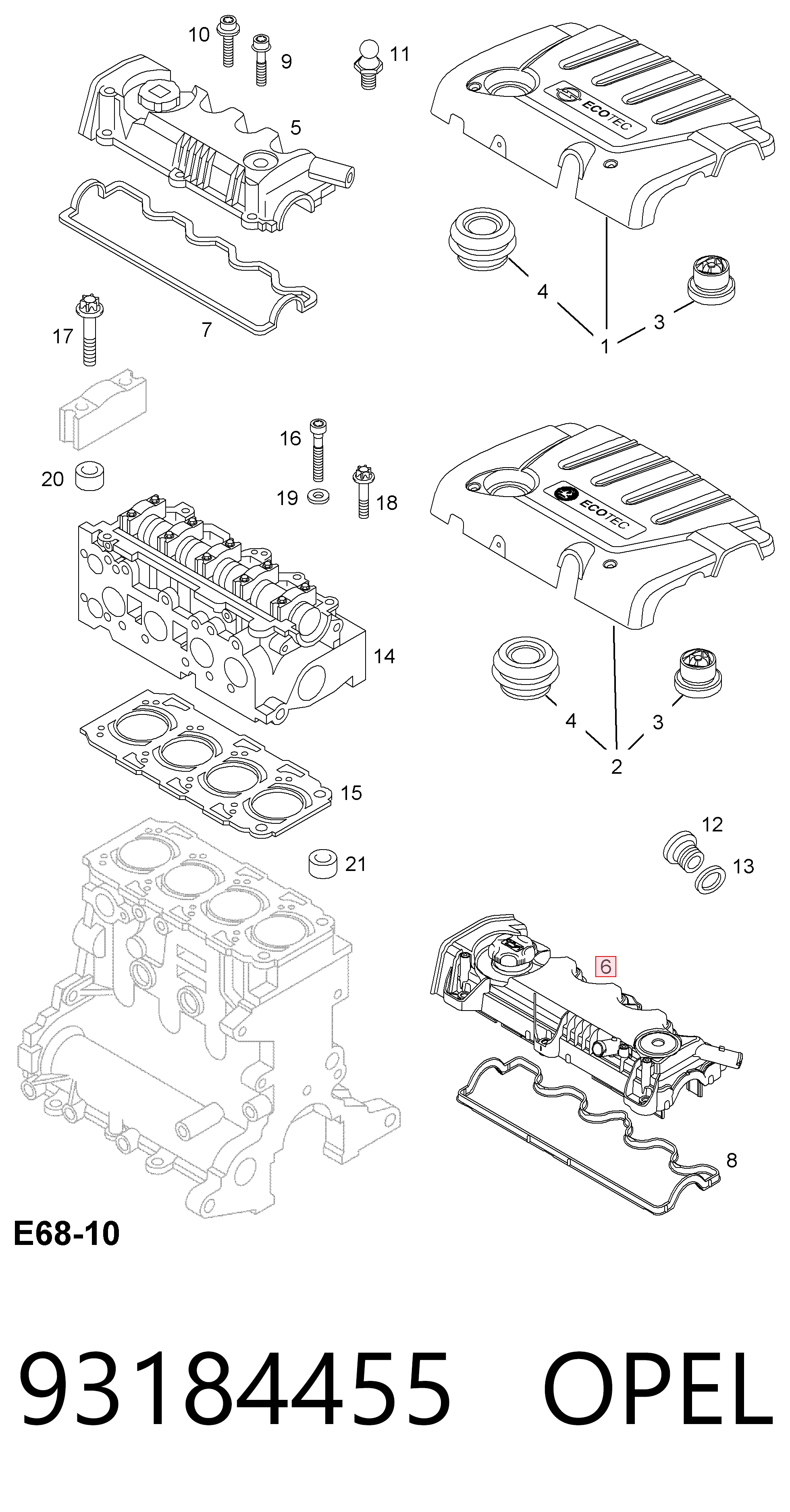 Купить 93184455 Peugeot/Citroen Клапанная крышка