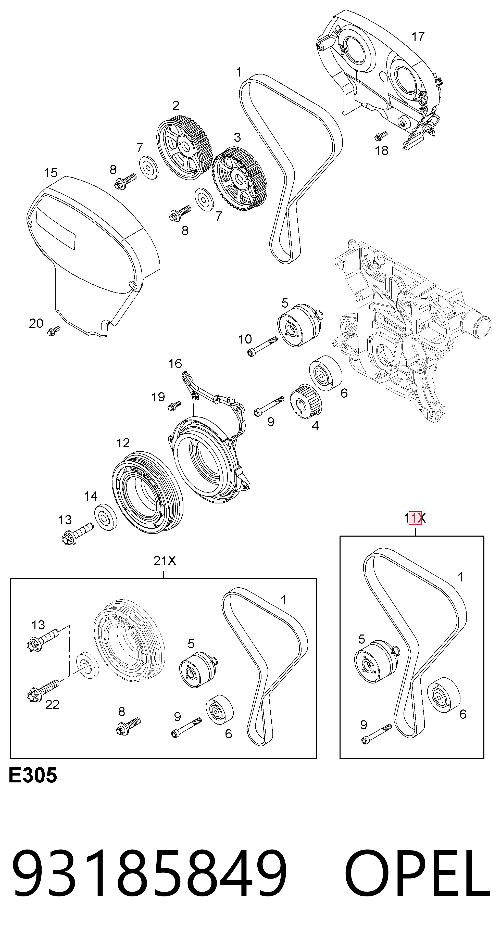 Комплект ГРМ 93196787 General Motors