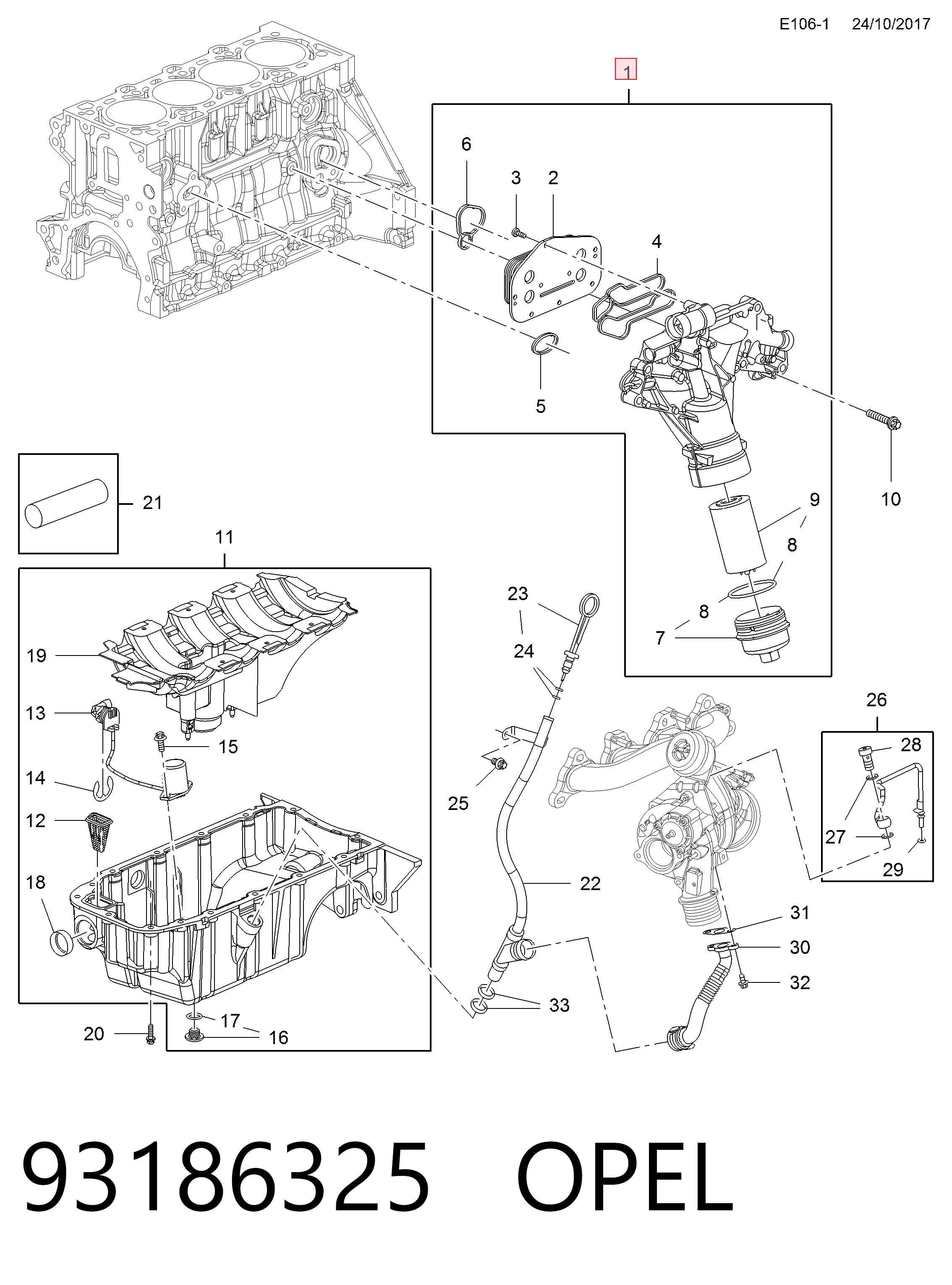 93186325 Opel Корпус маслофильтра