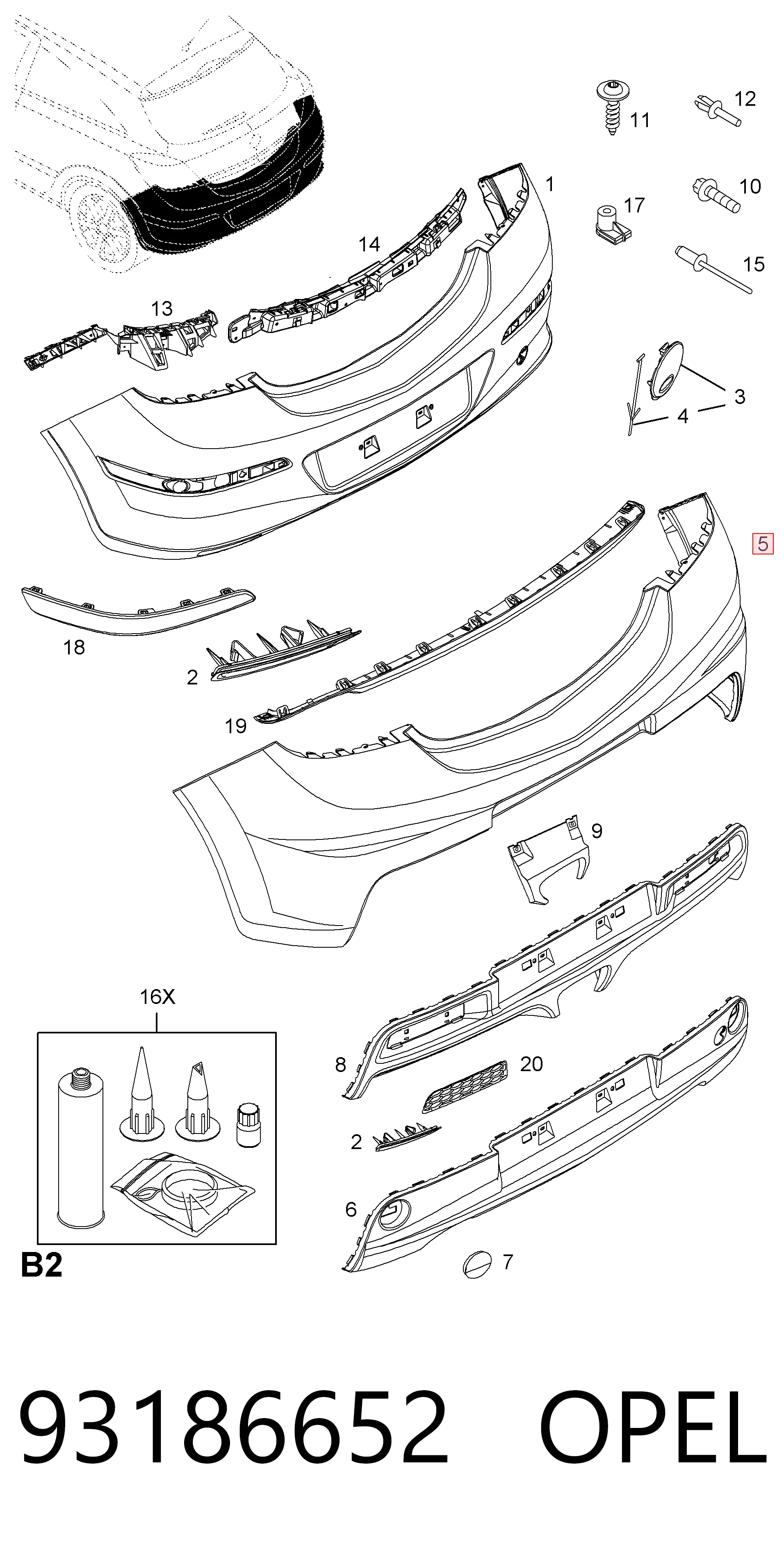 93186652 General Motors Задний бампер