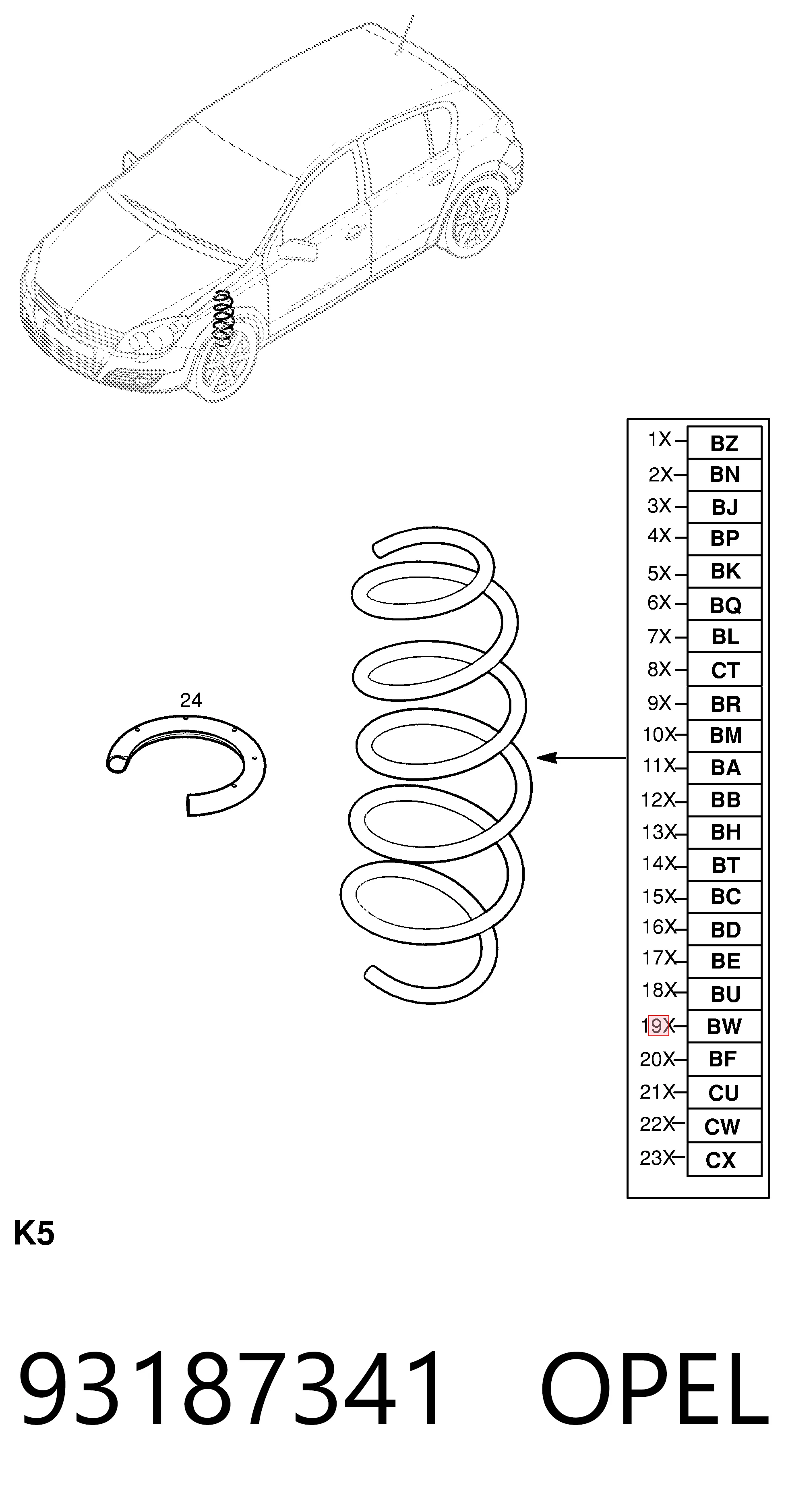 93187341 Peugeot/Citroen Пружина передней подвески