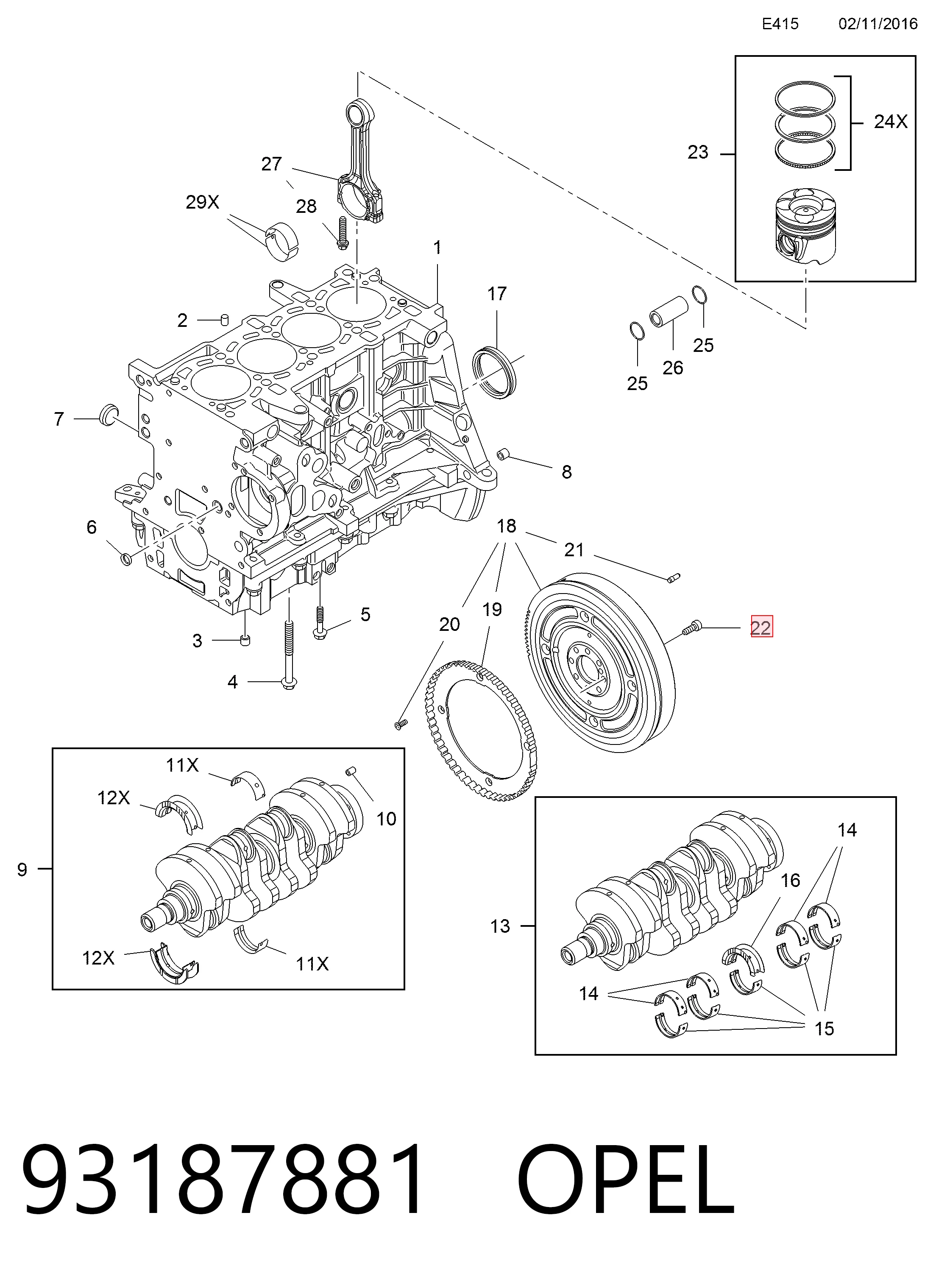 Болт крепления маховика 55258458 Peugeot/Citroen