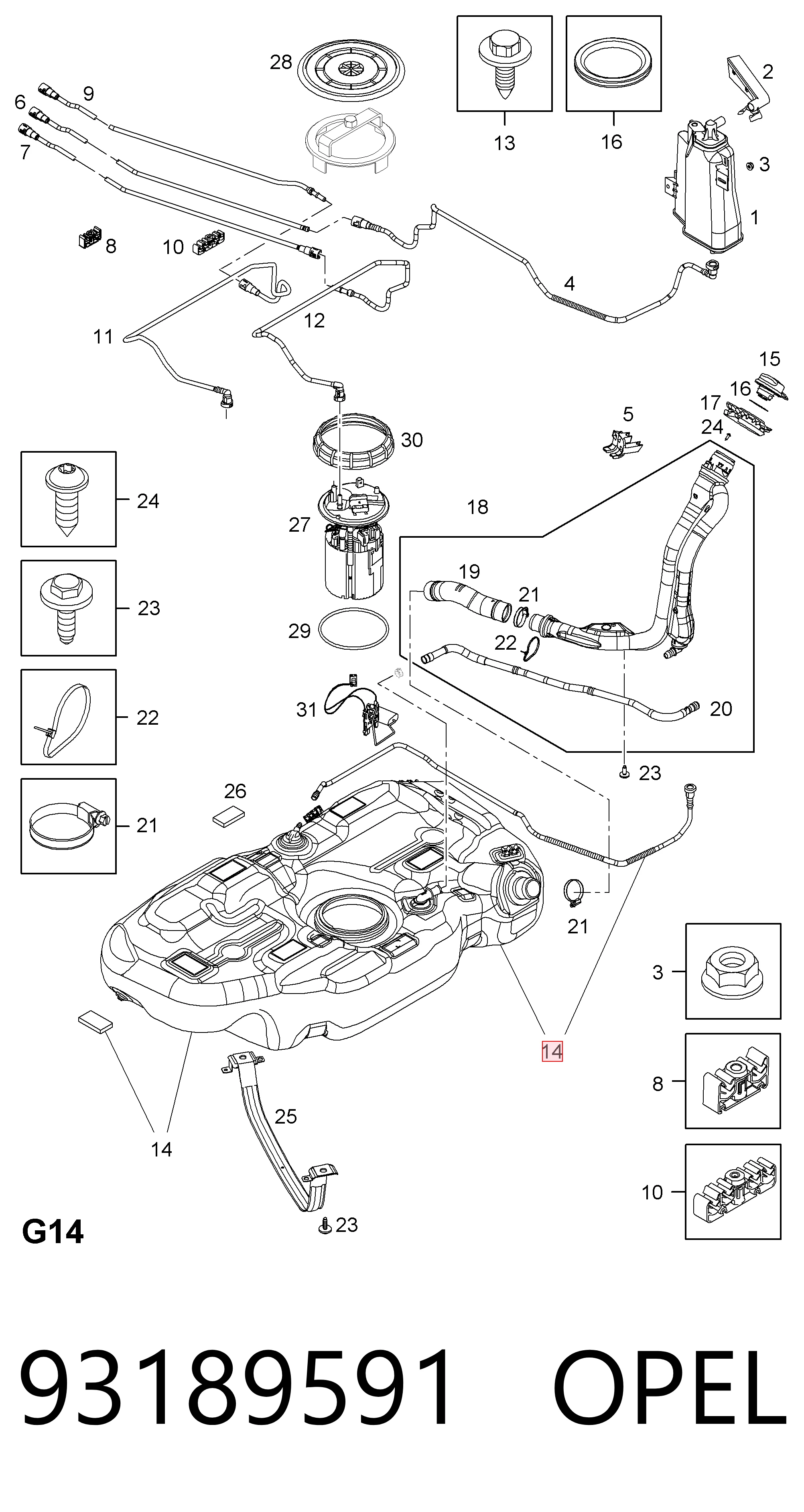 Бак топливный на Opel Corsa D S07