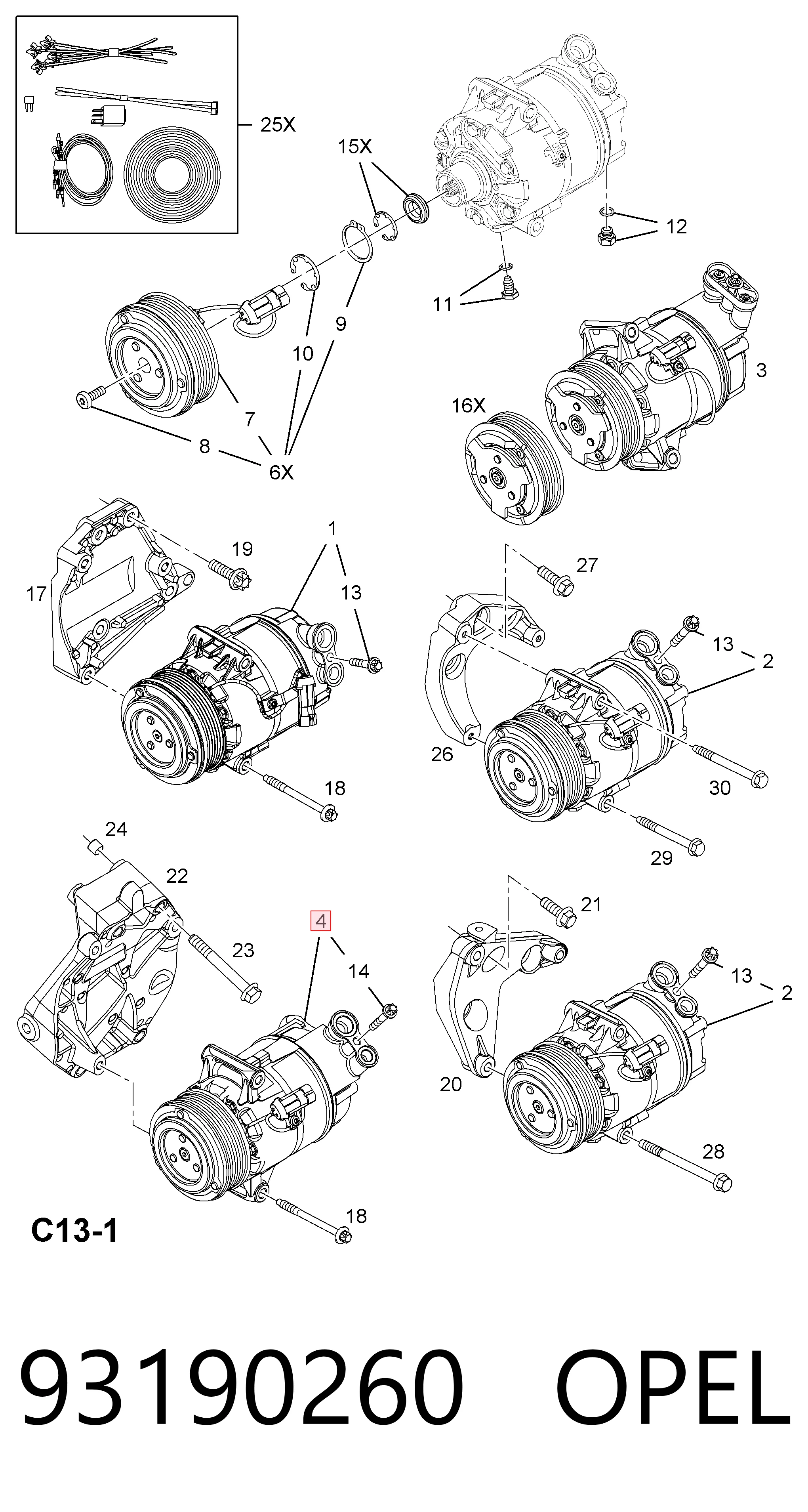 93190260 Opel Компрессор хладагента