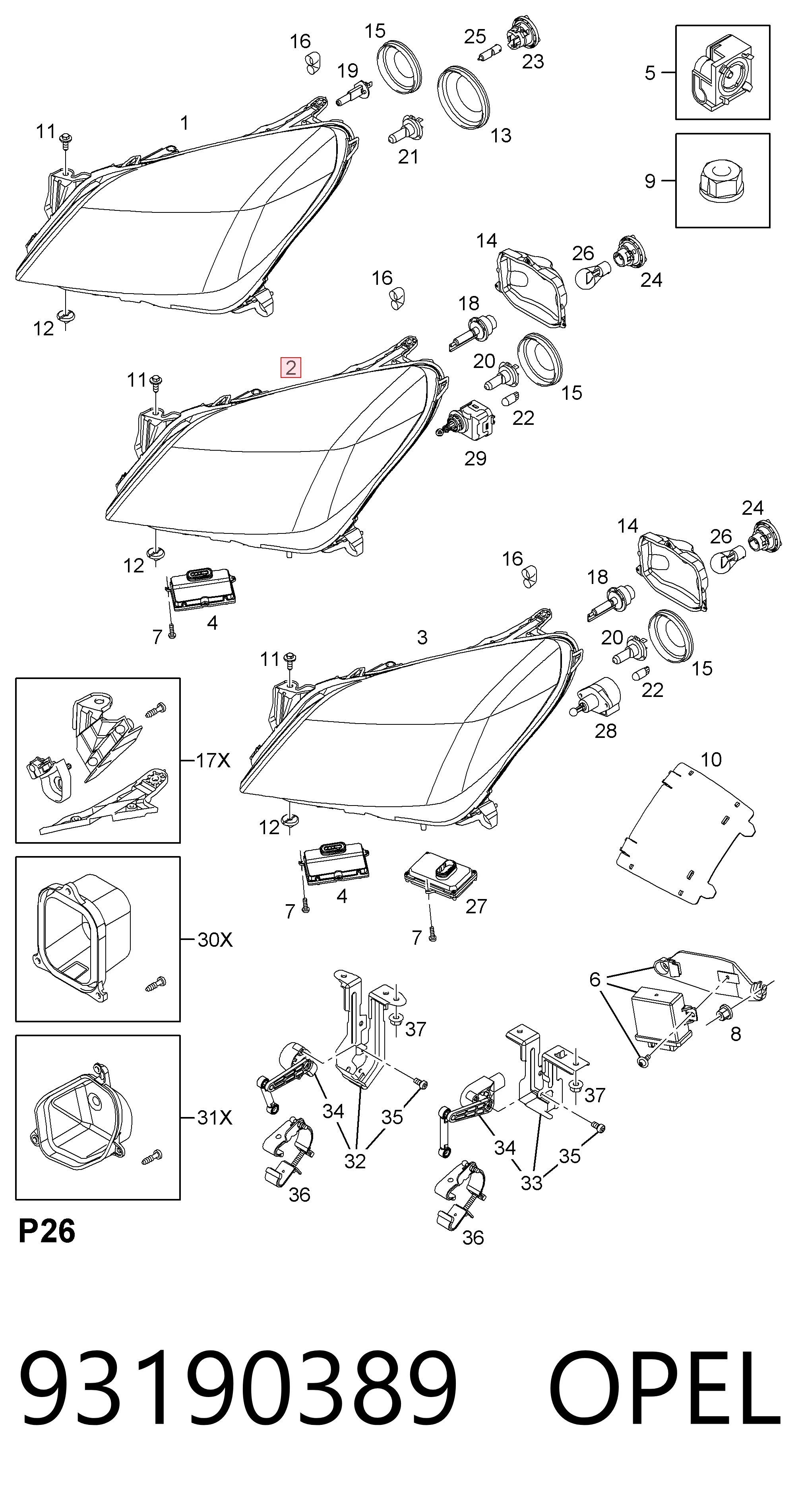 Фара правая General Motors 1216664