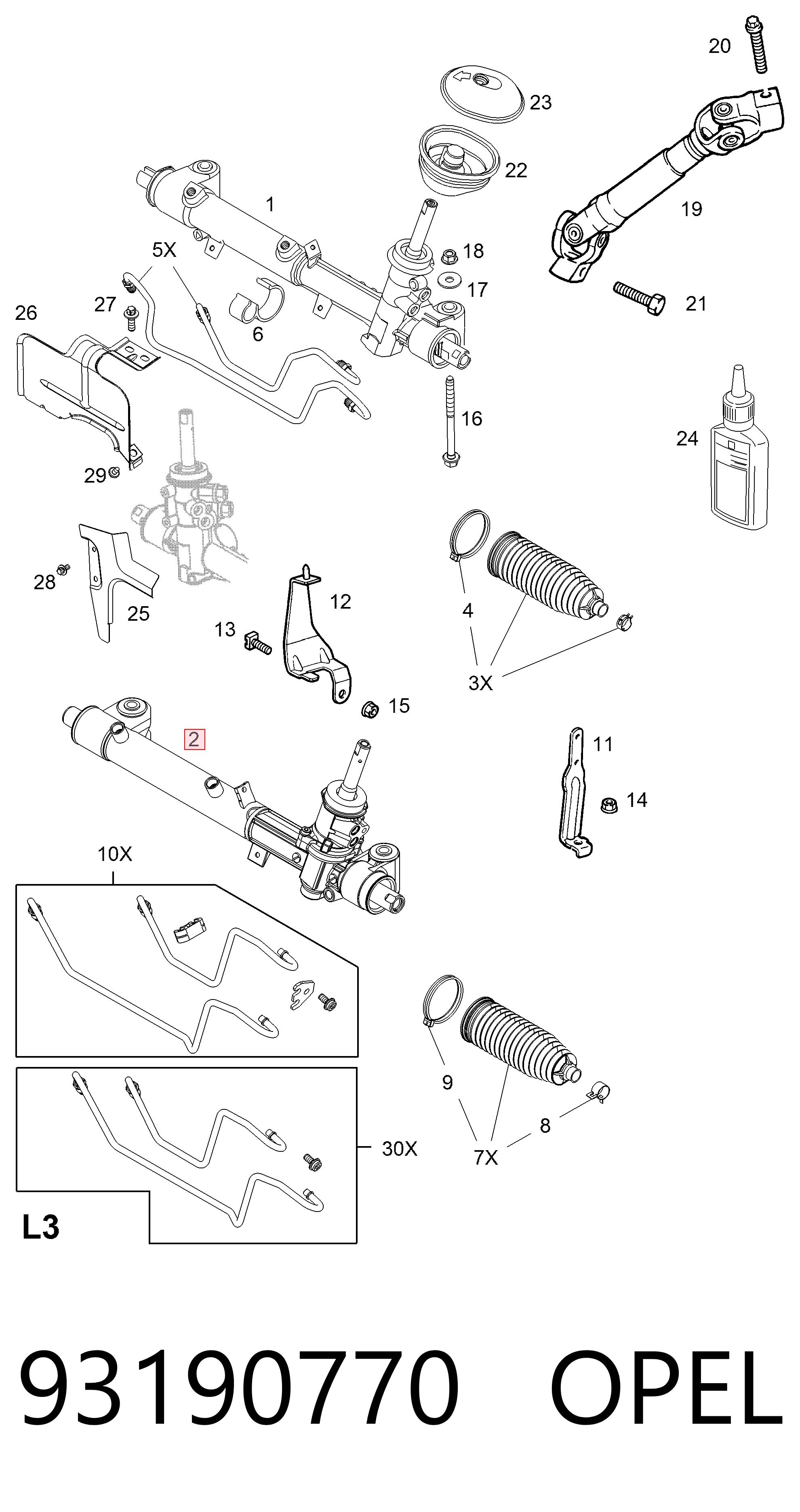 93190770 Opel Управление рулевое в сборе