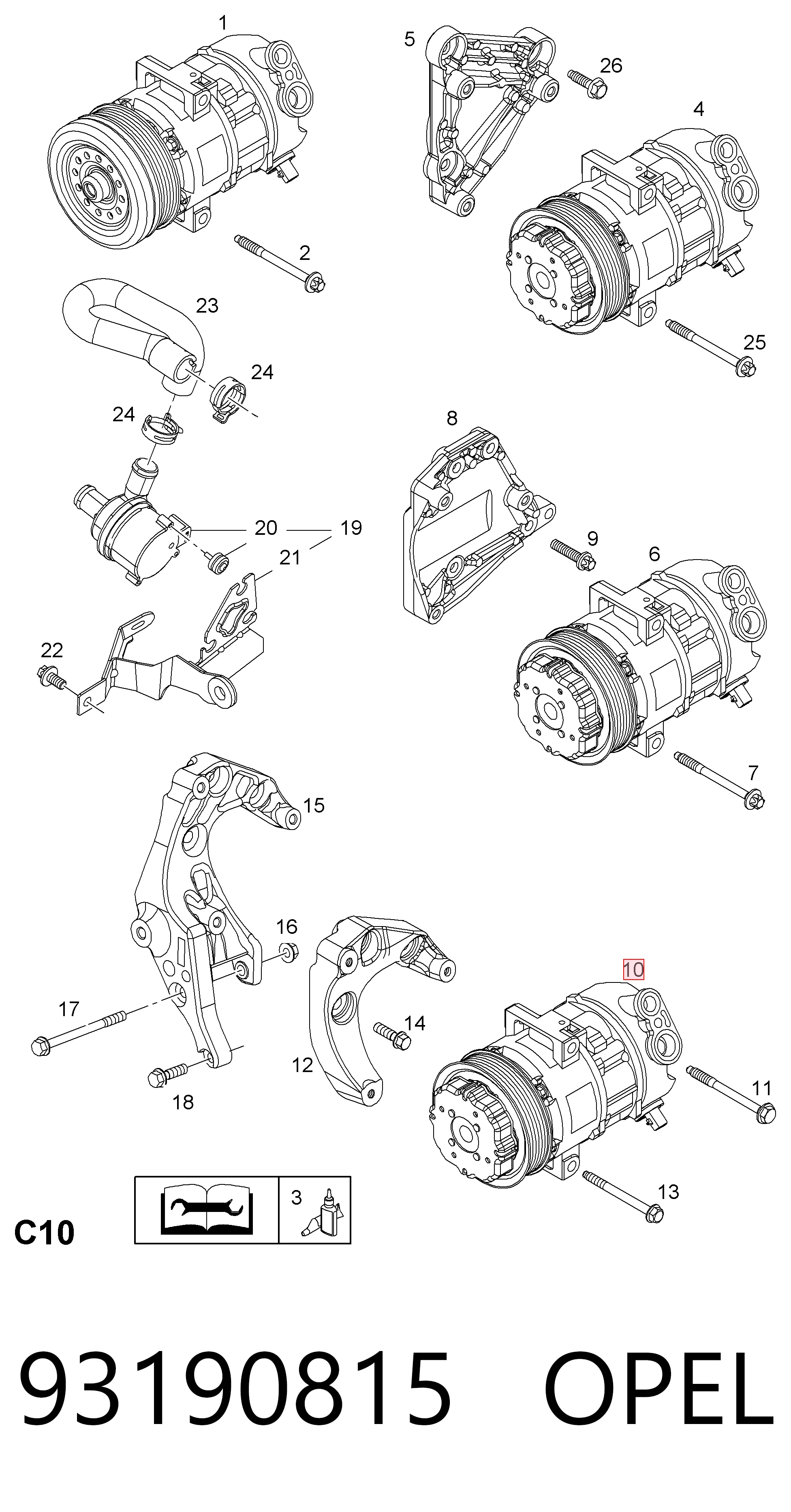 93190815 Opel Компрессор хладагента