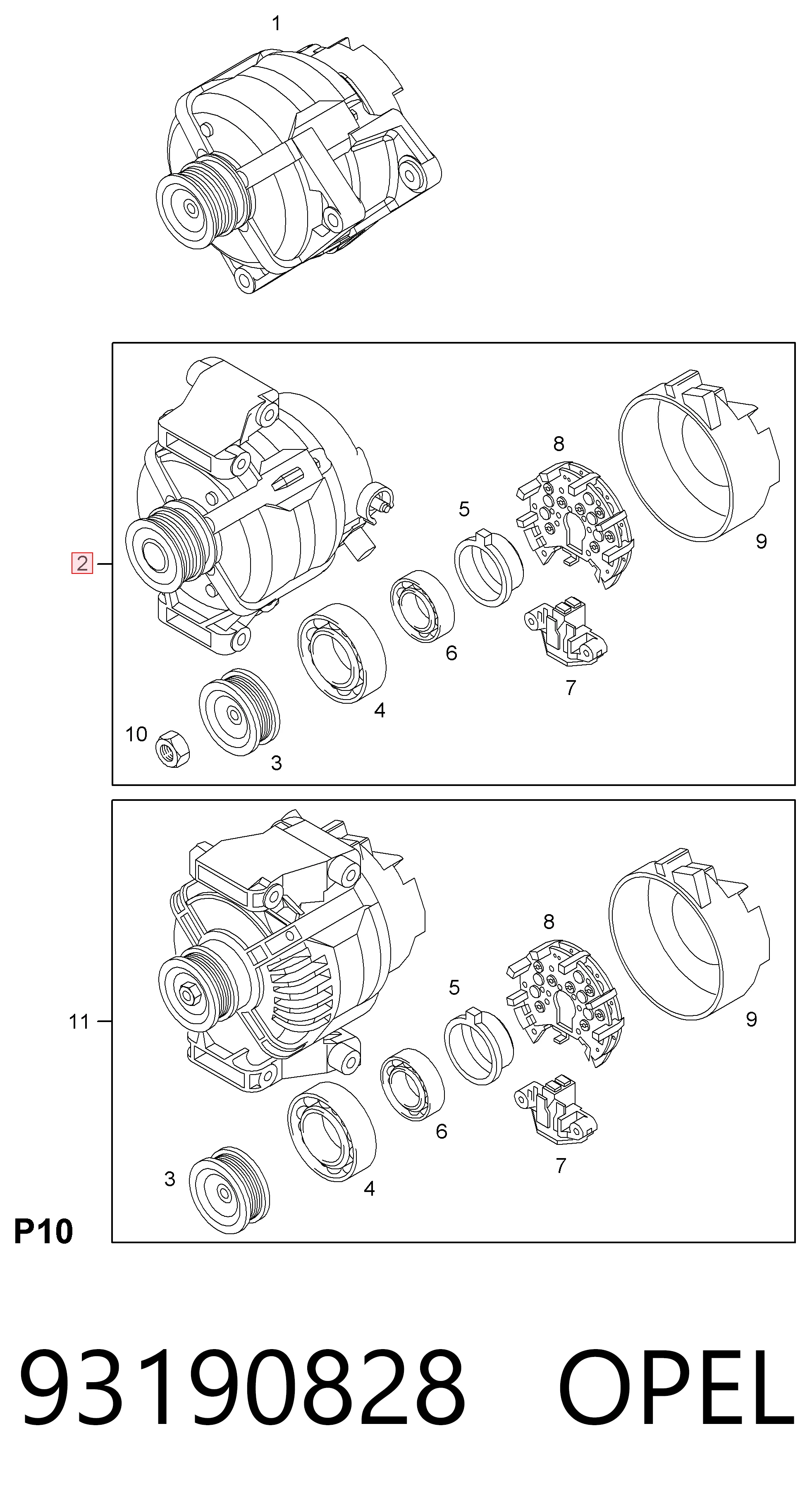 93190828 Opel Генератор автомобильный