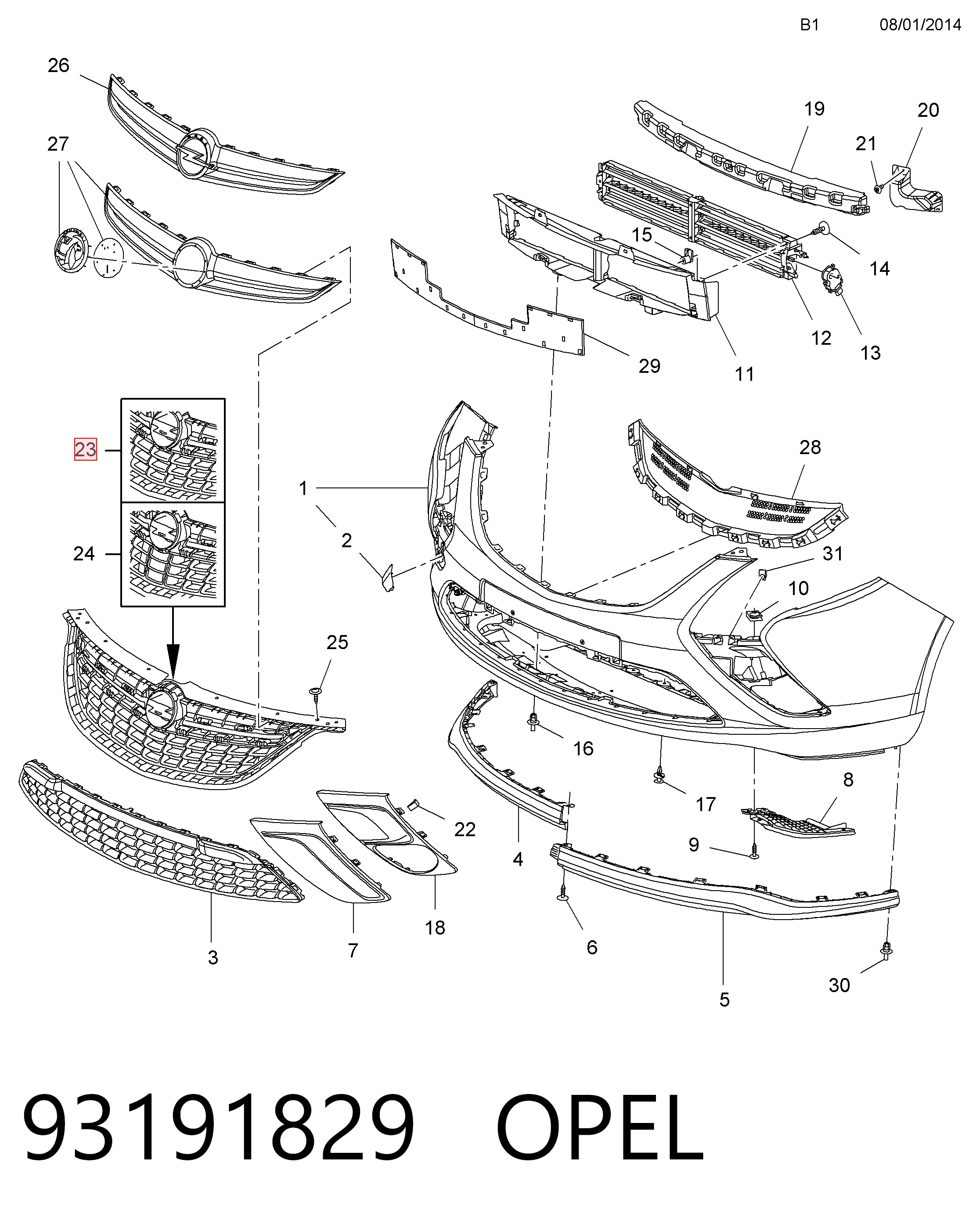 Купить 42853001 AND Решетка радиатора