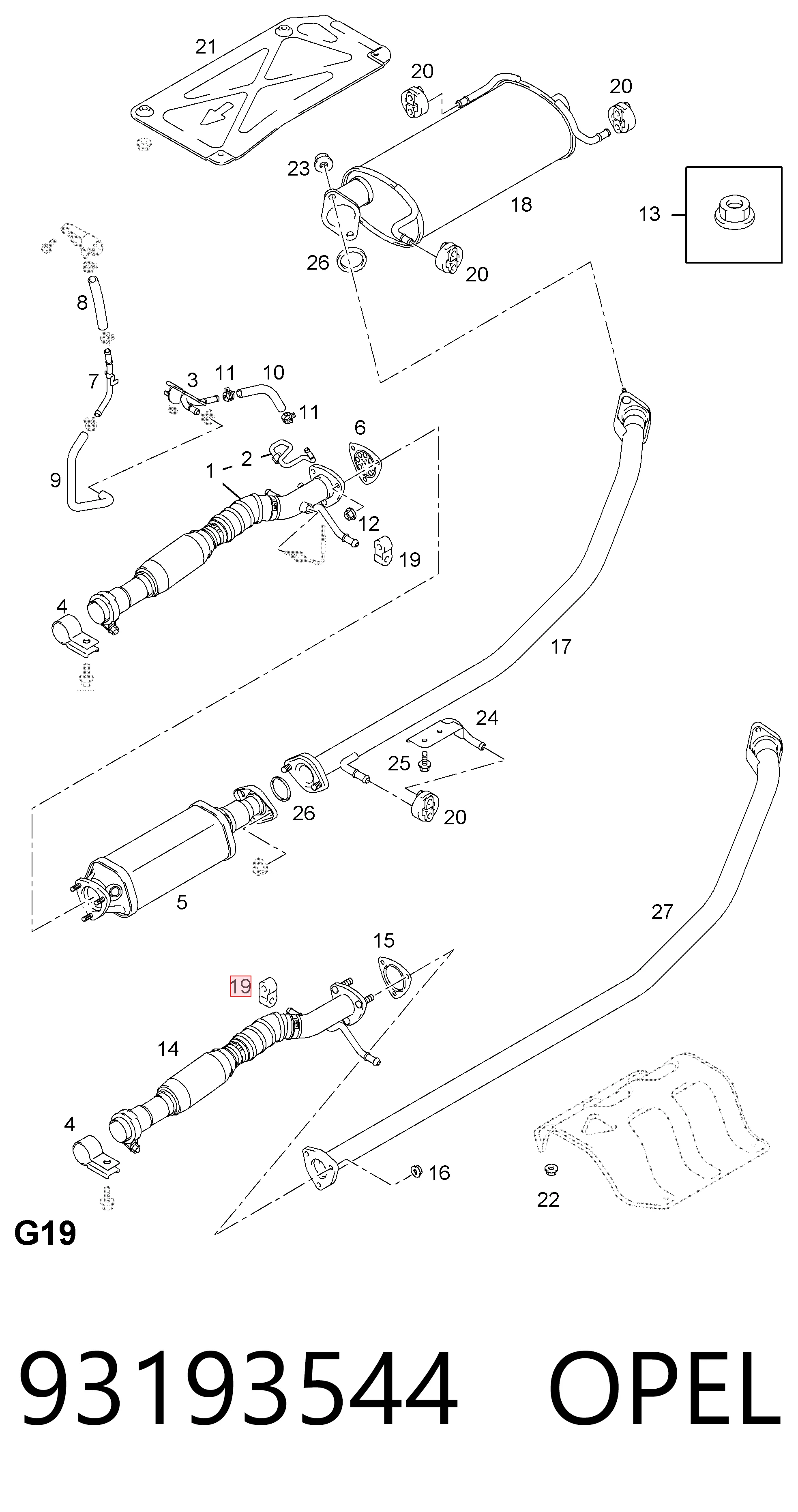 93193544 General Motors Крепление глушителя