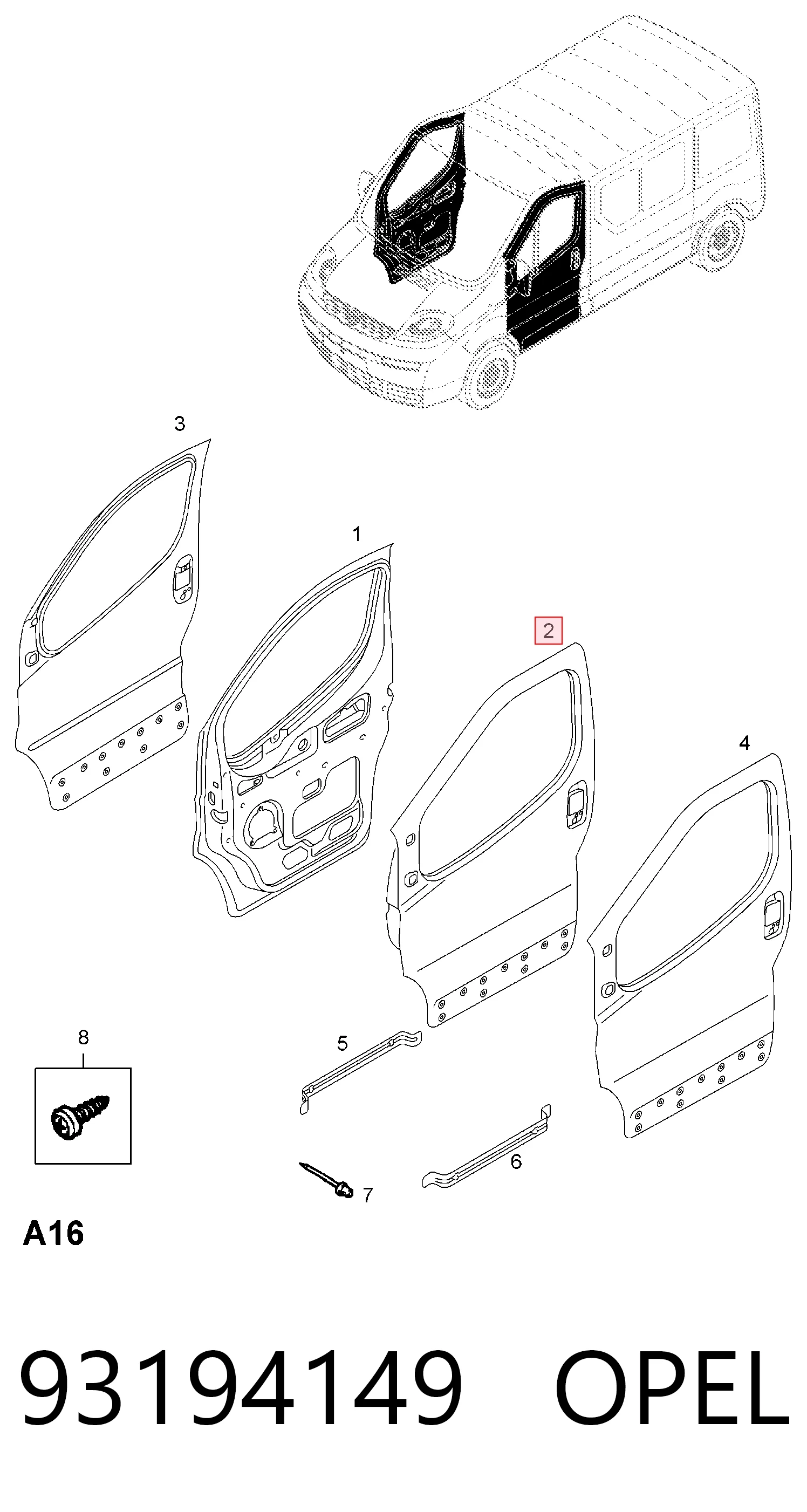 Передняя левая дверь Peugeot/Citroen 93194149 цена, от 649.93 USD