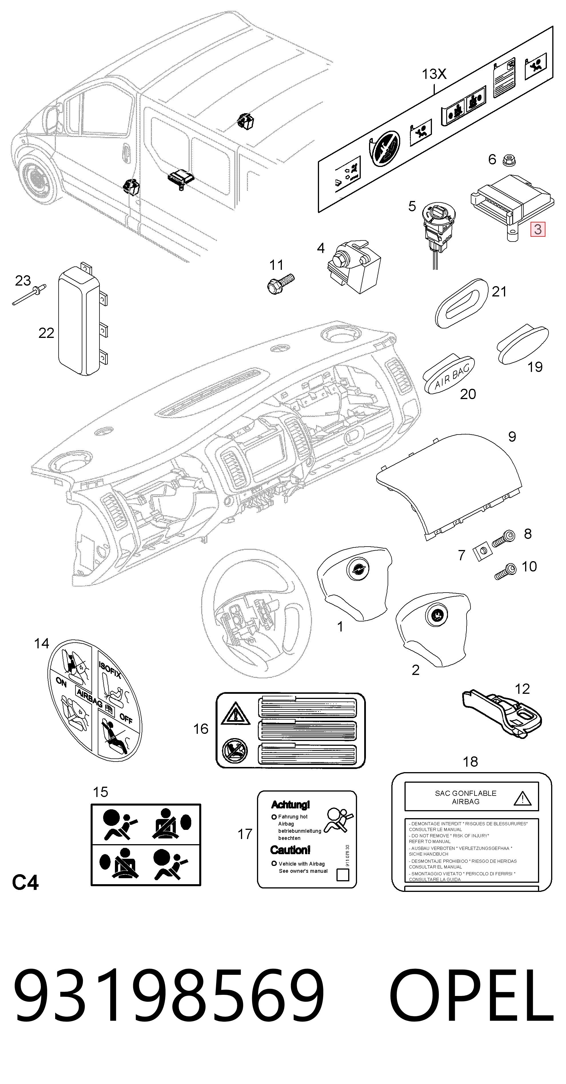 93198569 Renault (RVI) Блок управления airbag