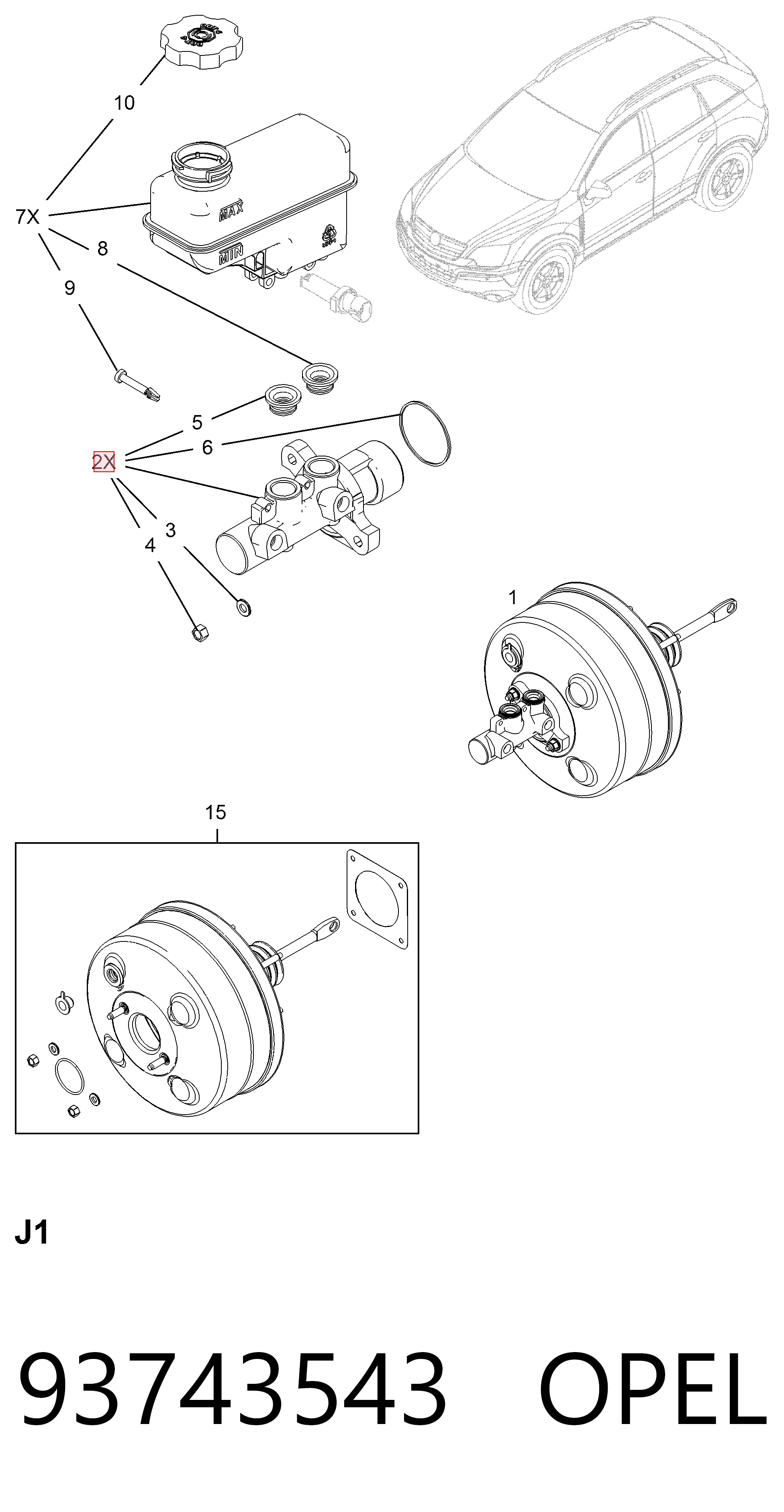 93743543 Opel Цилиндр тормозной, главный
