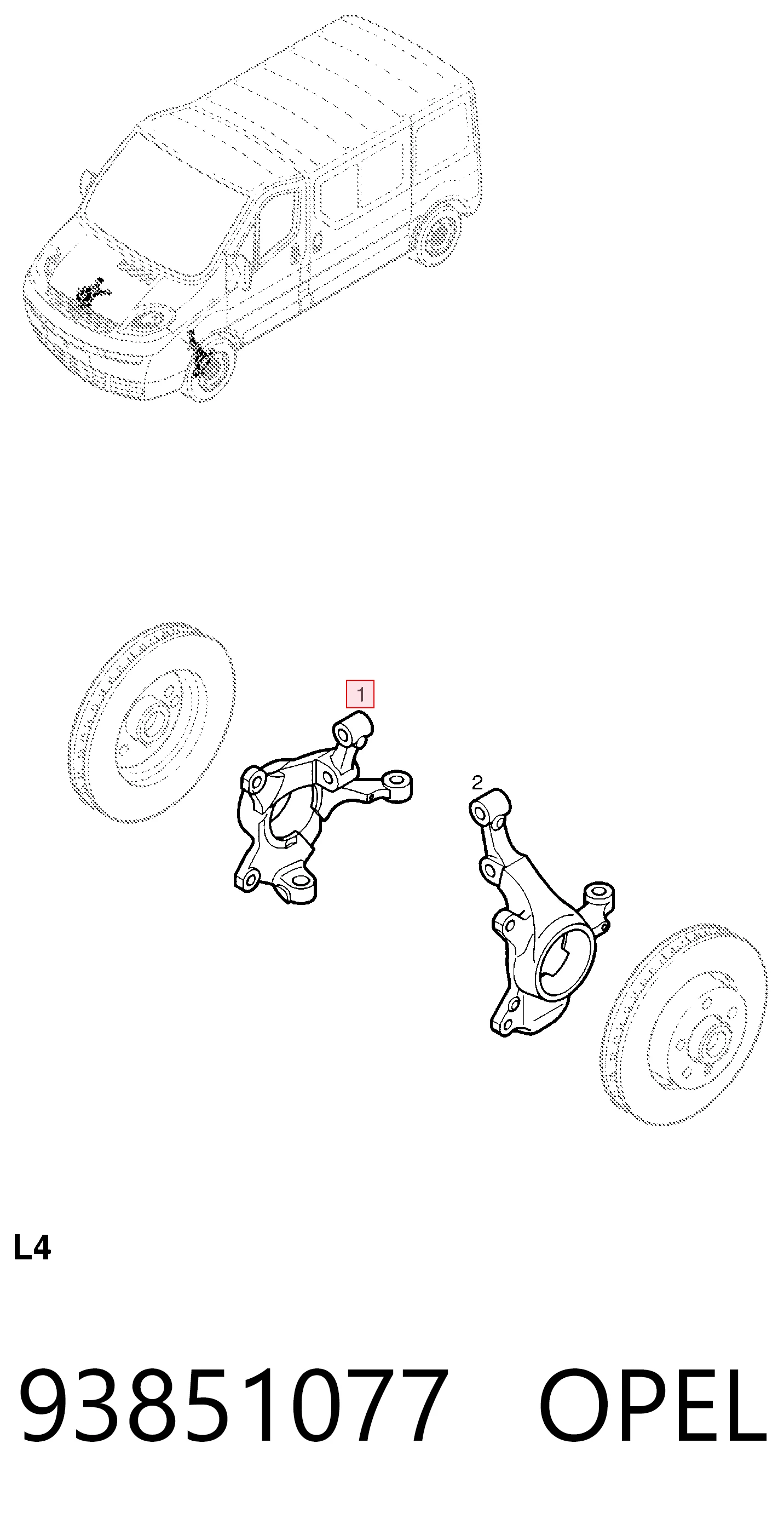 Цапфа передняя правая 93858913 Renault (RVI)