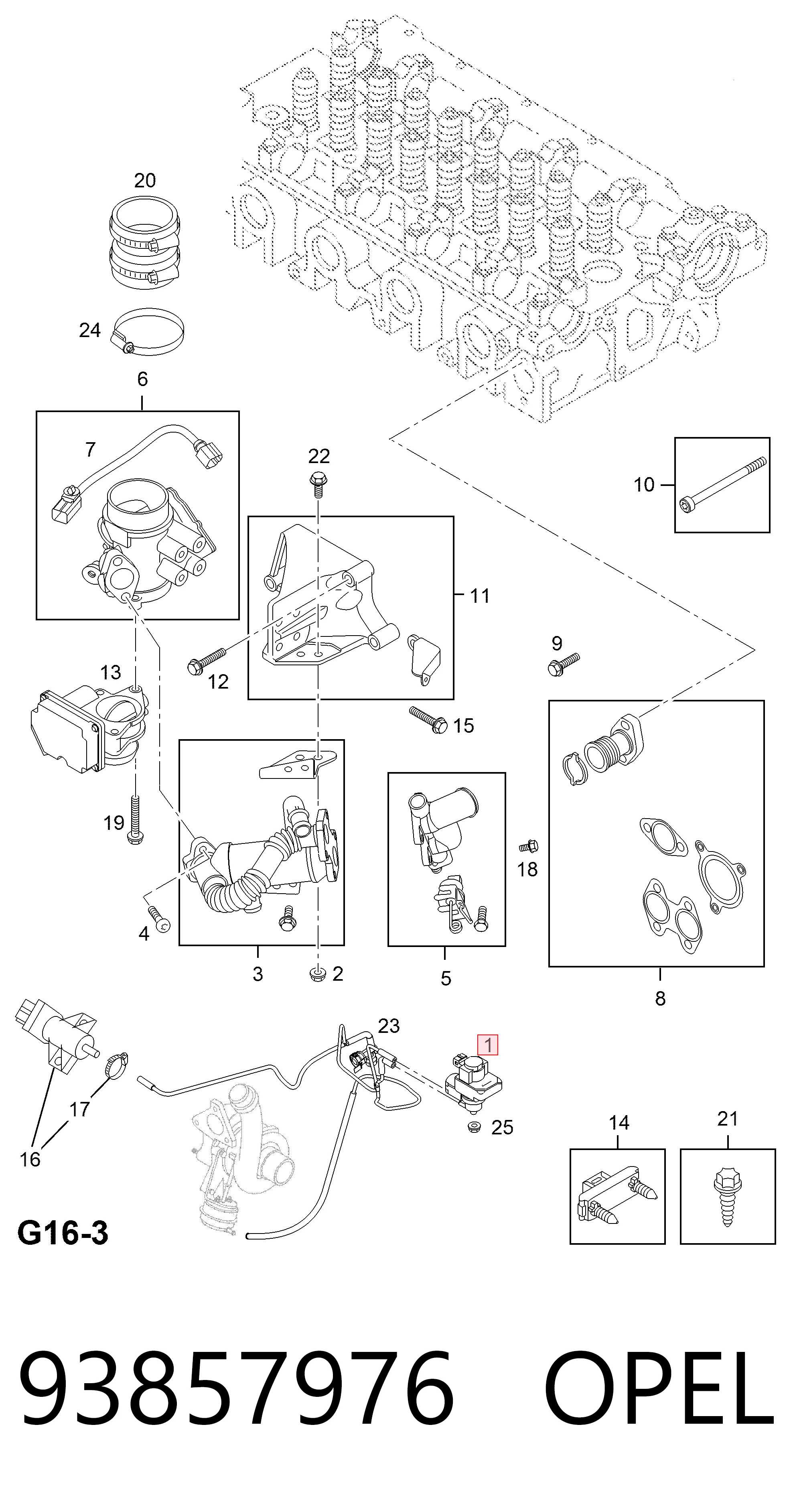 Купить 93857976 Peugeot/Citroen Клапан соленоид регулирования заслонки EGR