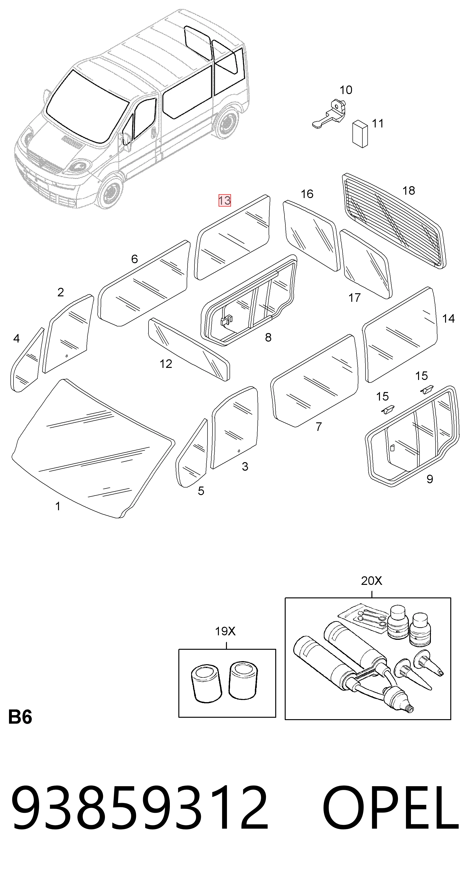 93859316 Peugeot/Citroen Стекло багажного отсека, правое