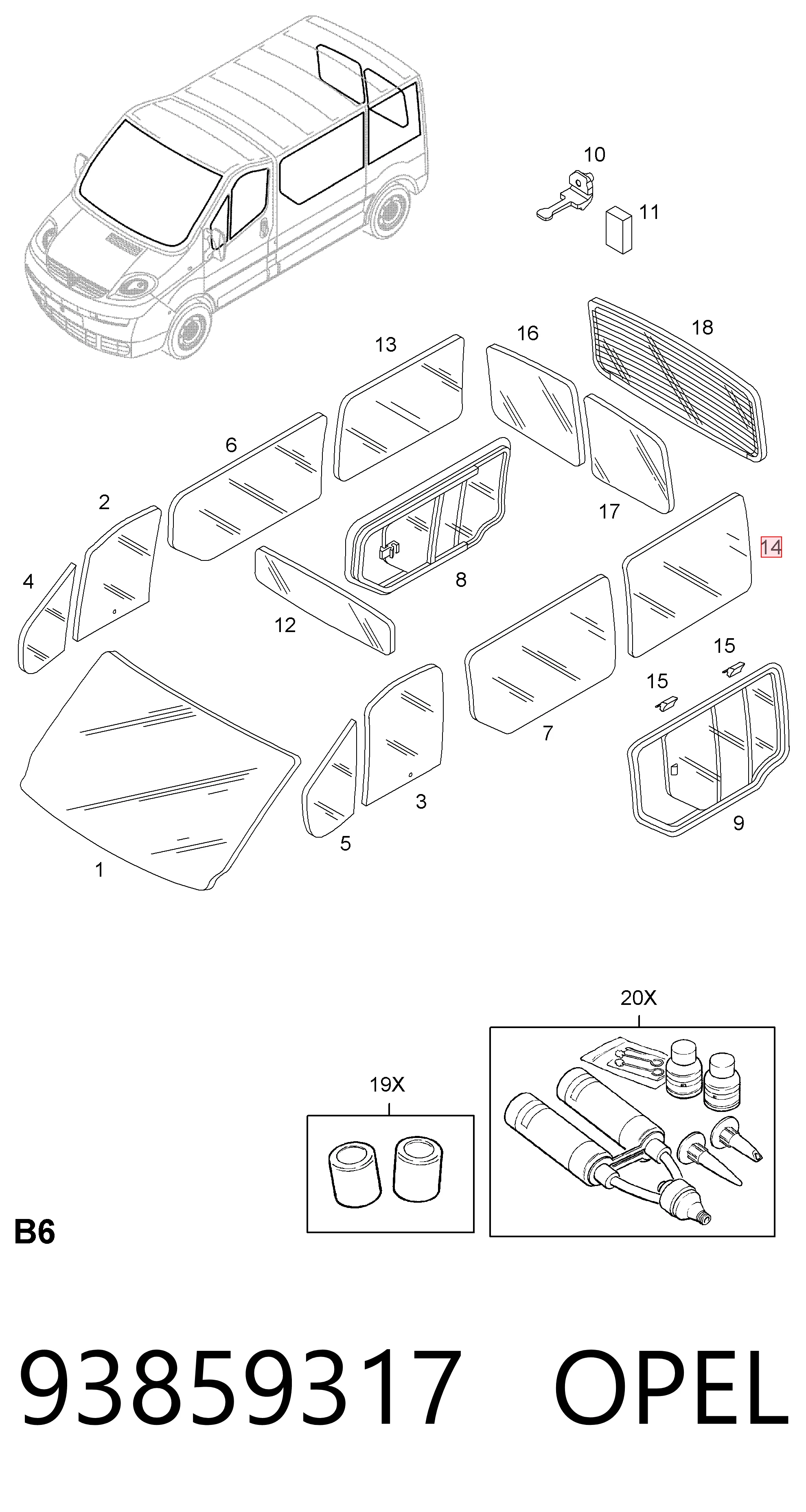 93859317 Peugeot/Citroen Стекло кузова/багажного отсека, левое