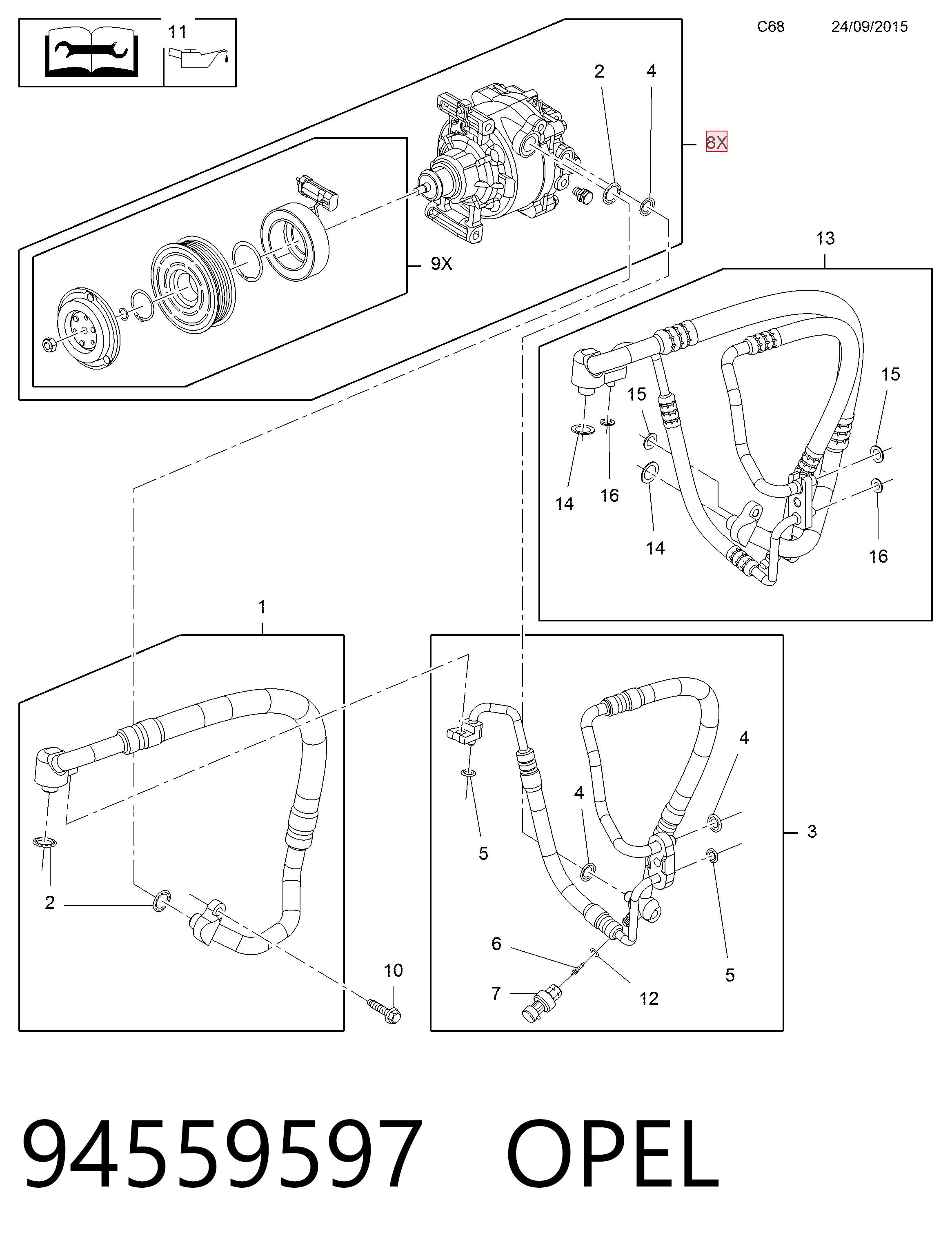 Компрессор кондиционера 42456943 Peugeot/Citroen