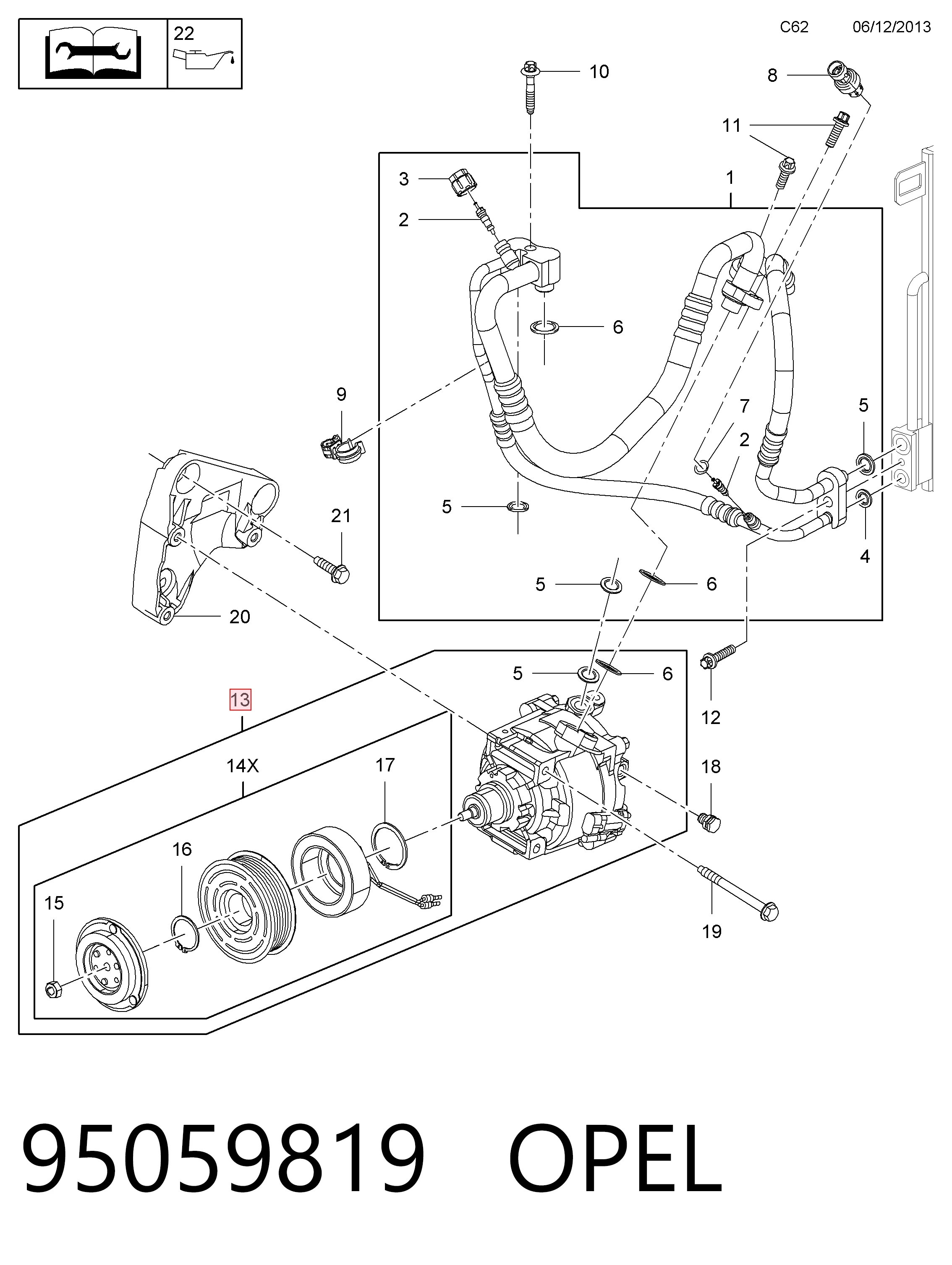 95059819 Opel Компрессор хладагента