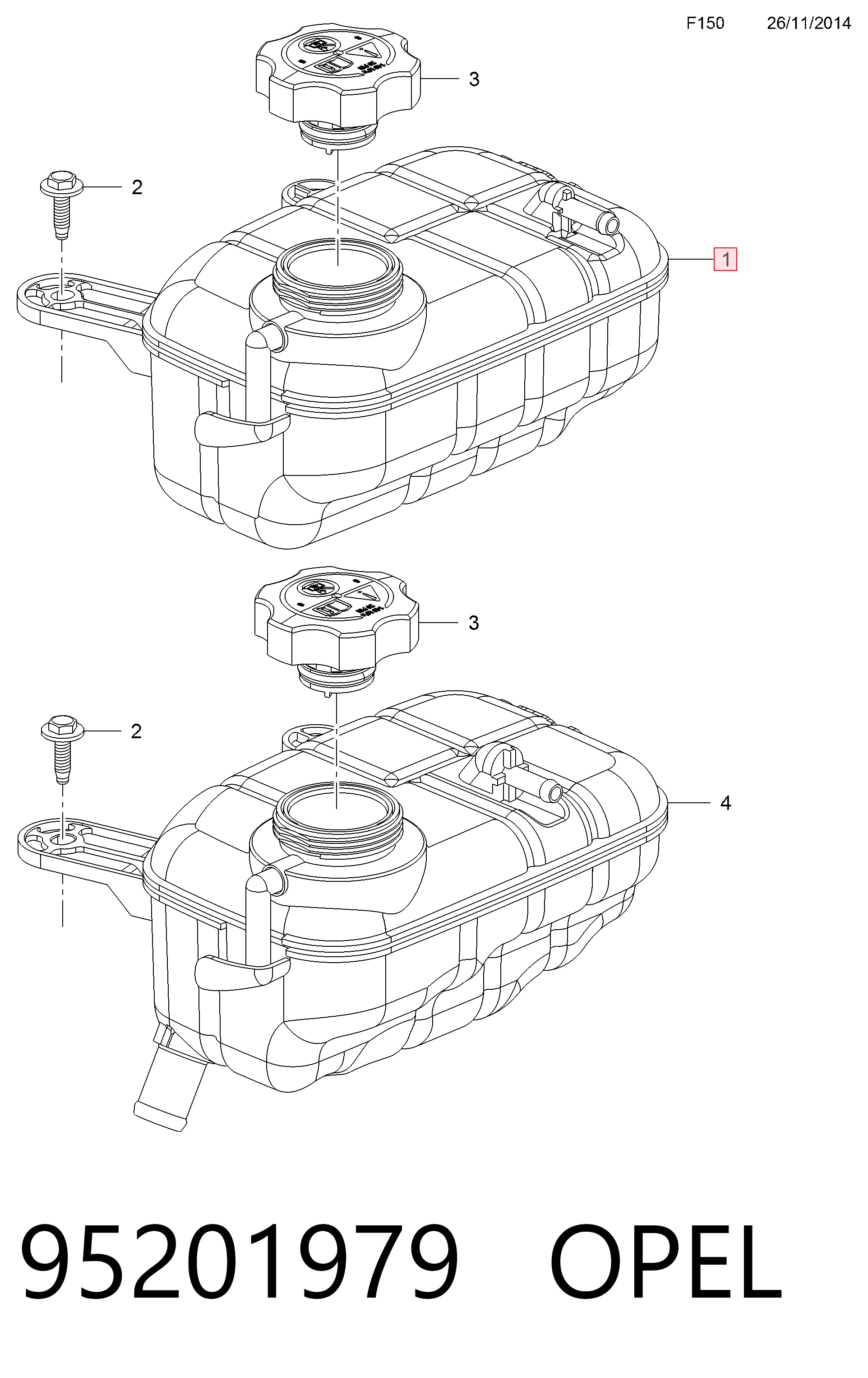 95201979 Opel Расширительный бачок охлаждения