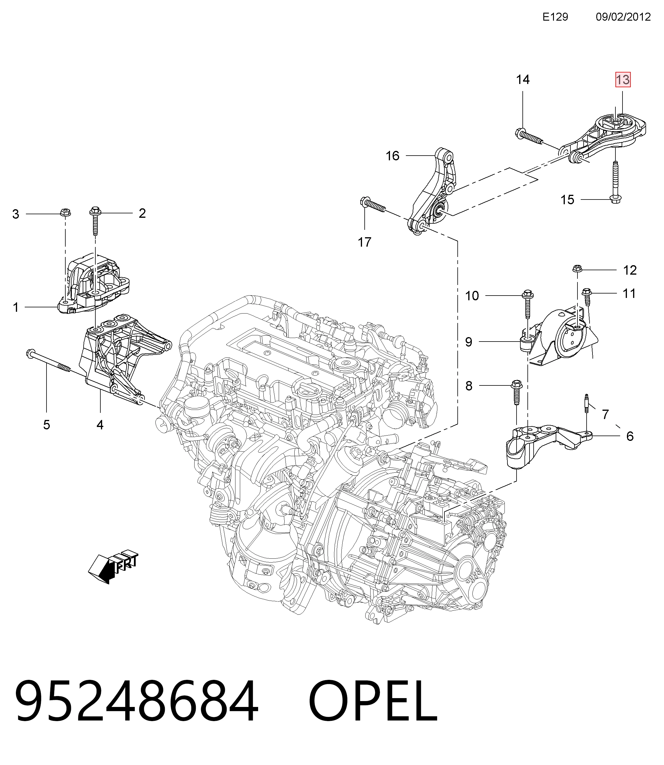 95248684 Opel Задняя подушка двигателя