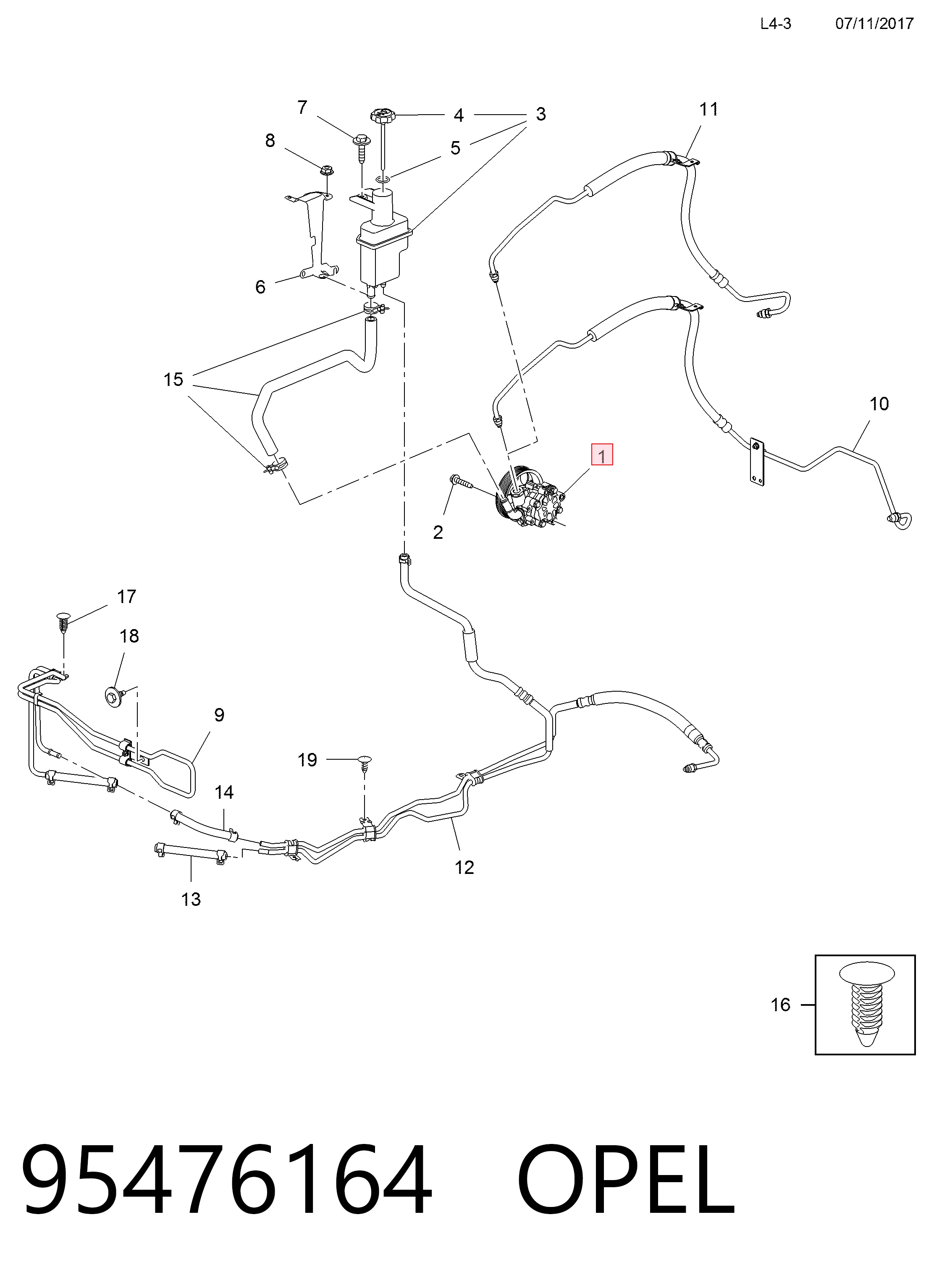 95476164 Opel ГУР руля