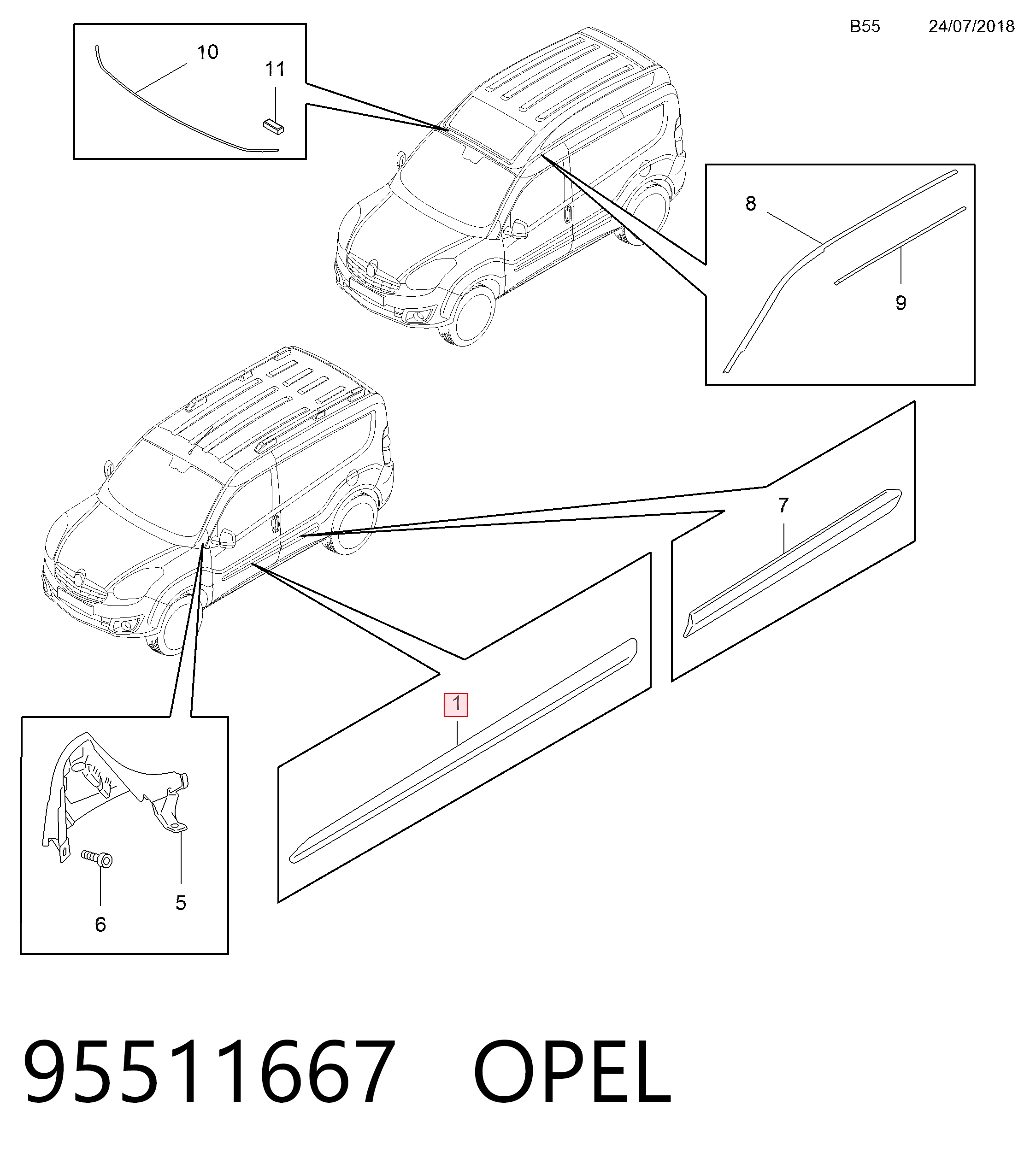 Молдинг двери передней левой 735497895 Chrysler
