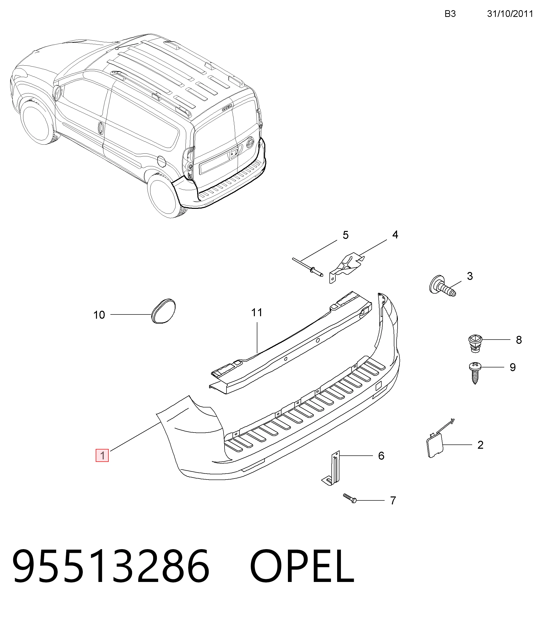 Бампер задний General Motors 95513286 цена, от 50.62 USD