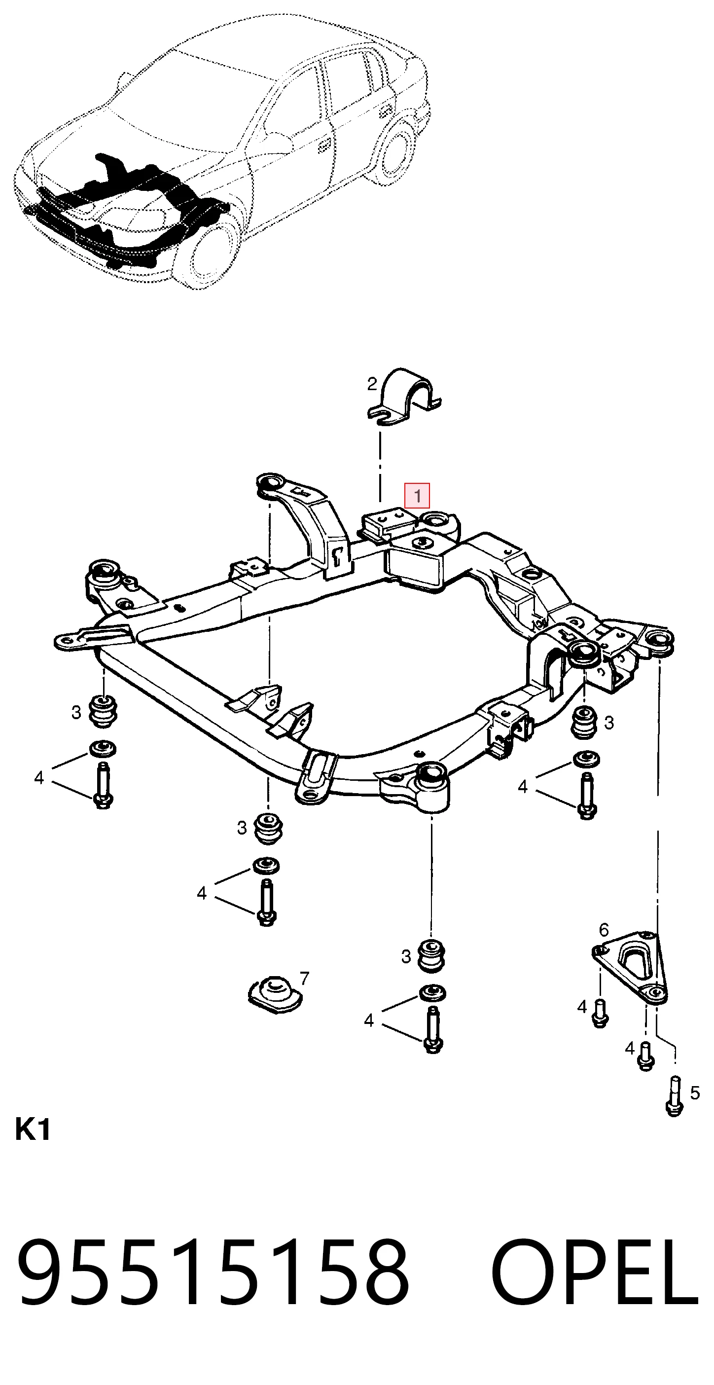 9119163 Opel Подрамник передней подвески