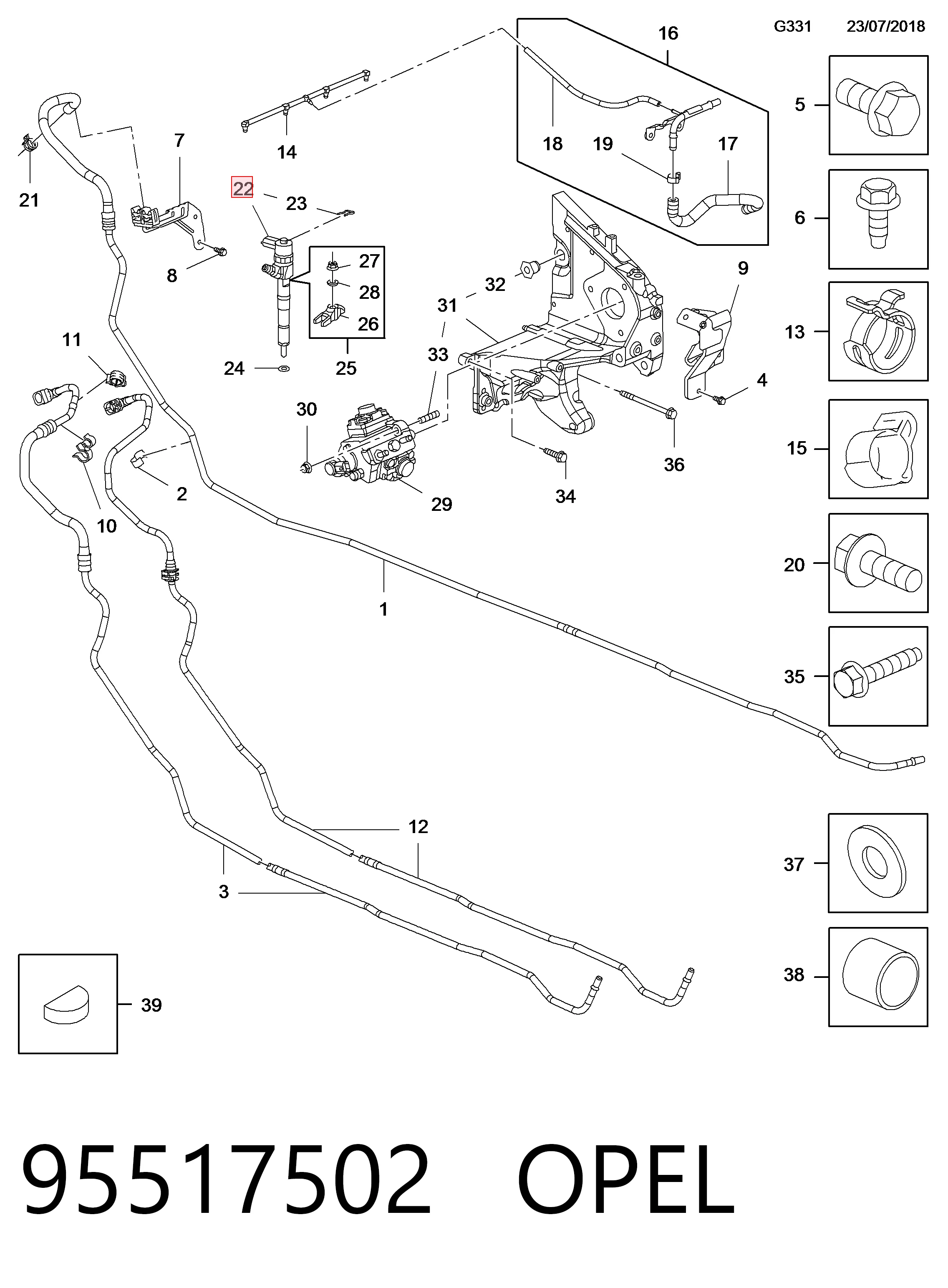 95517502 Opel Топливные форсунки