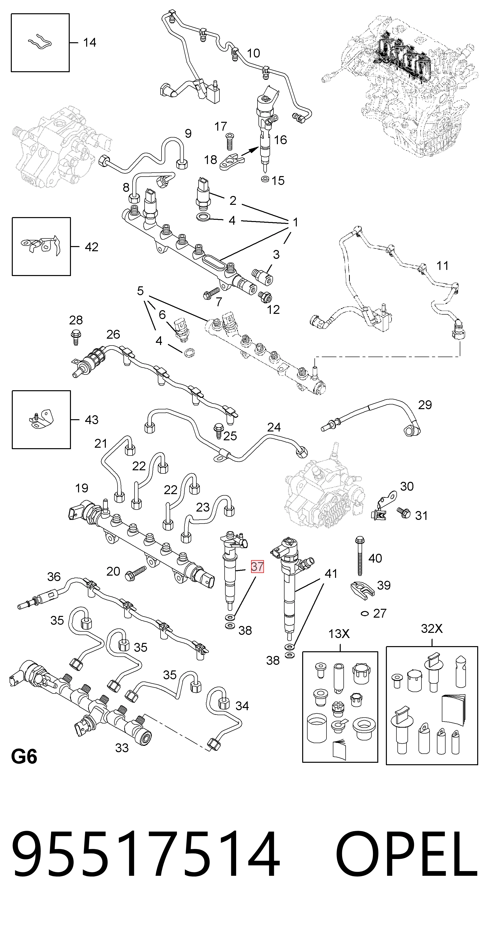 95517514 Opel Топливные форсунки