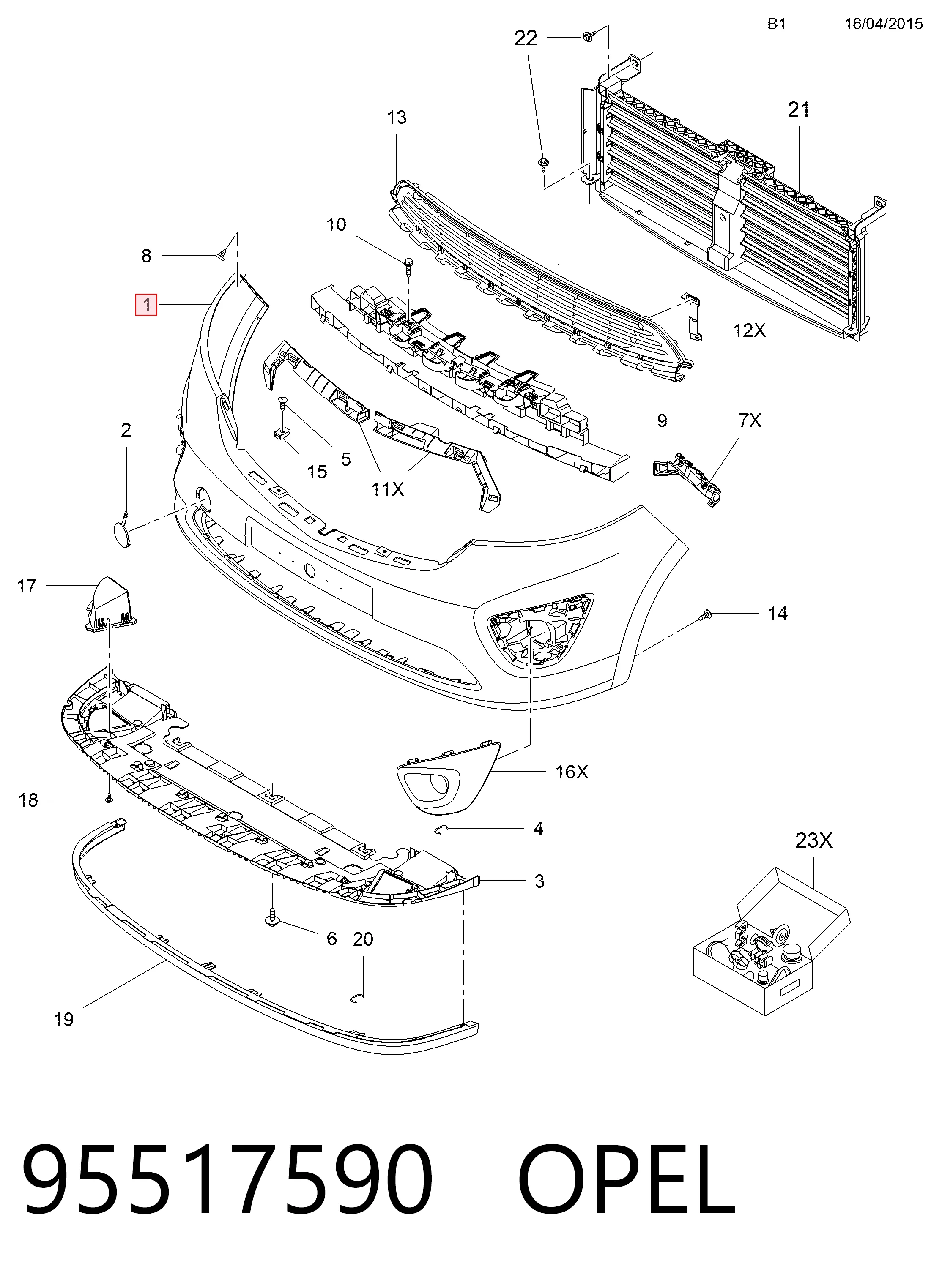 Передний бампер 4407558 General Motors