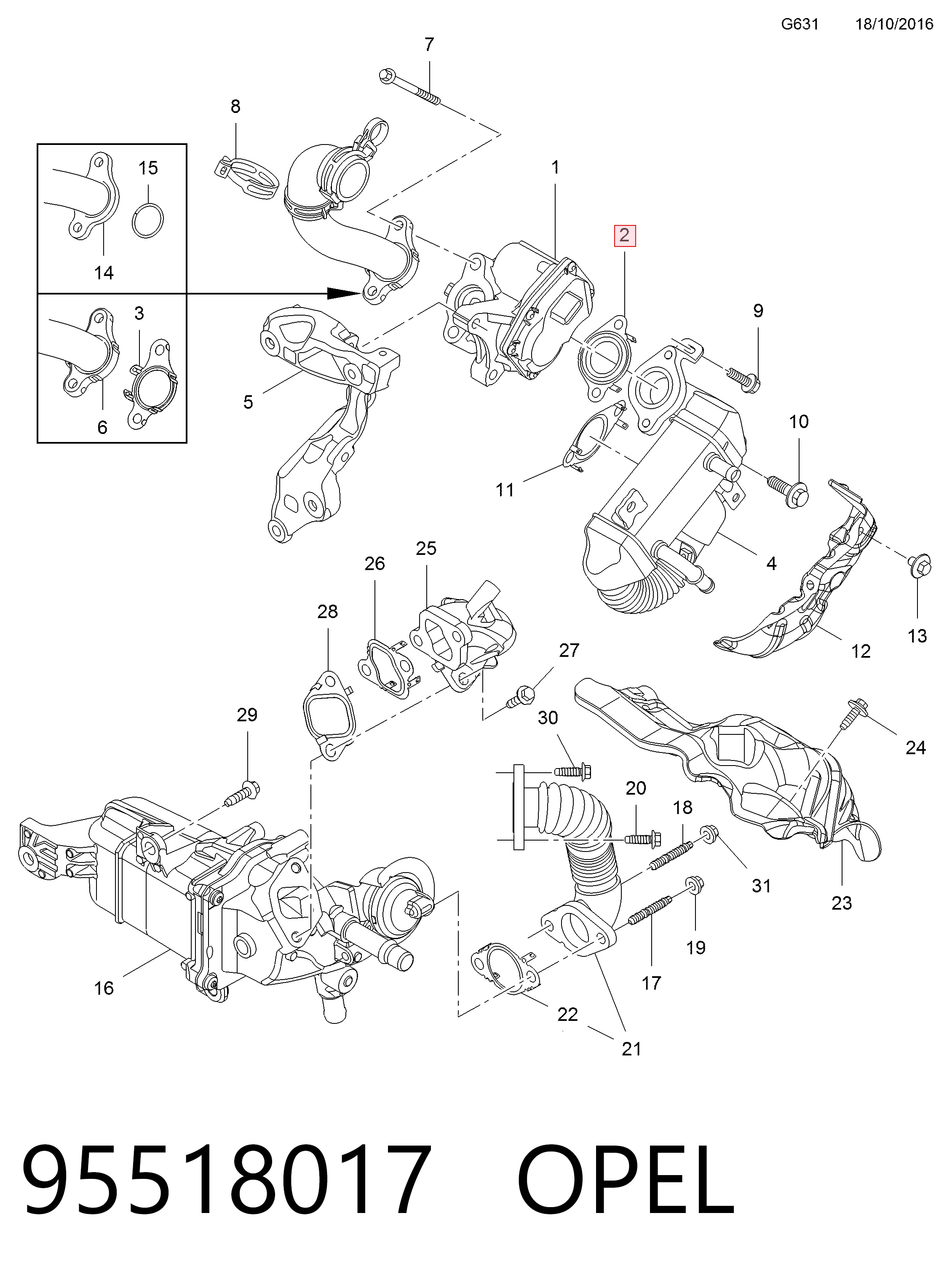 Прокладка EGR-клапана рециркуляции General Motors 95518017 цена, от 30.65 USD