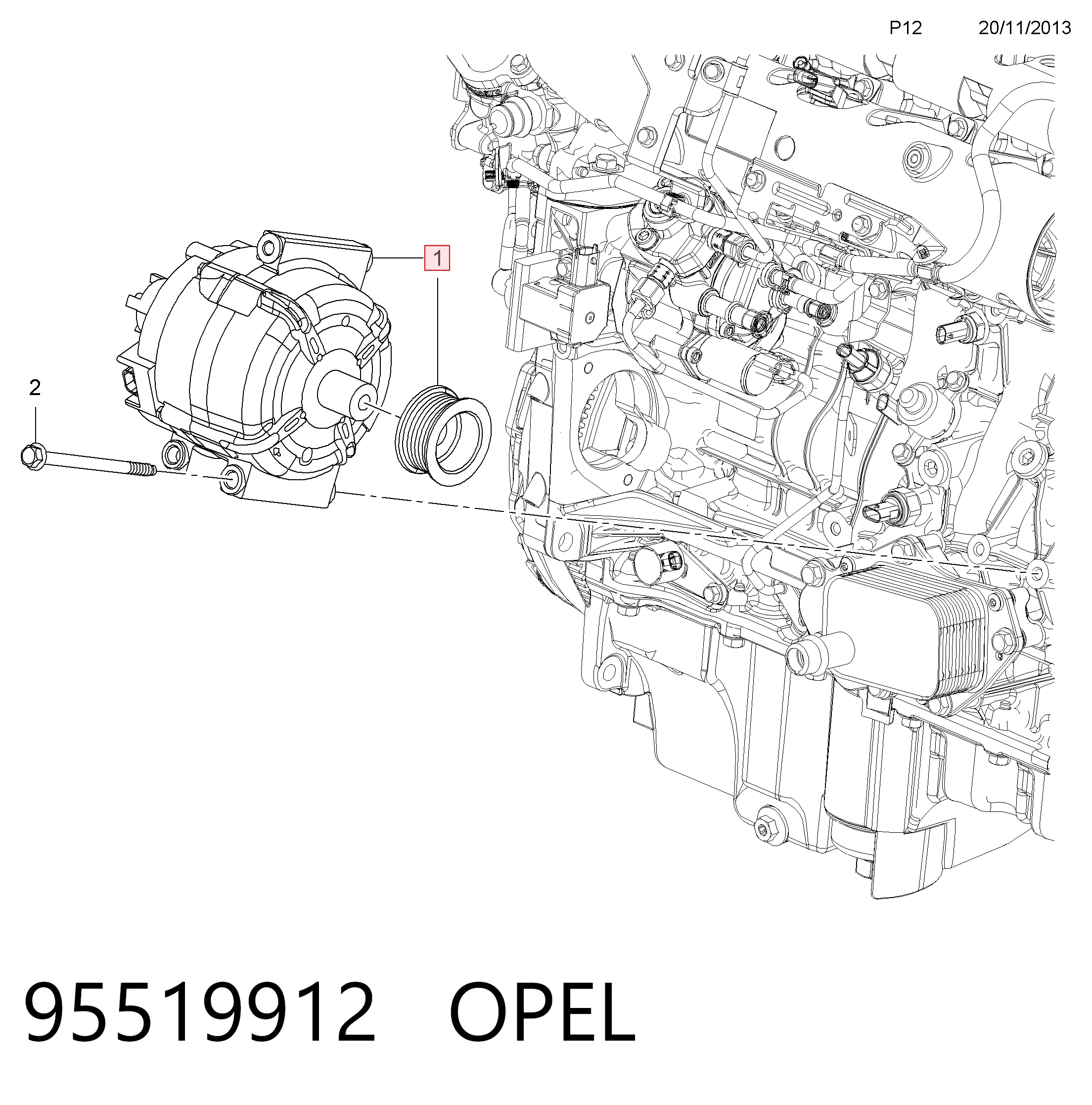 95519912 Opel Генератор автомобильный