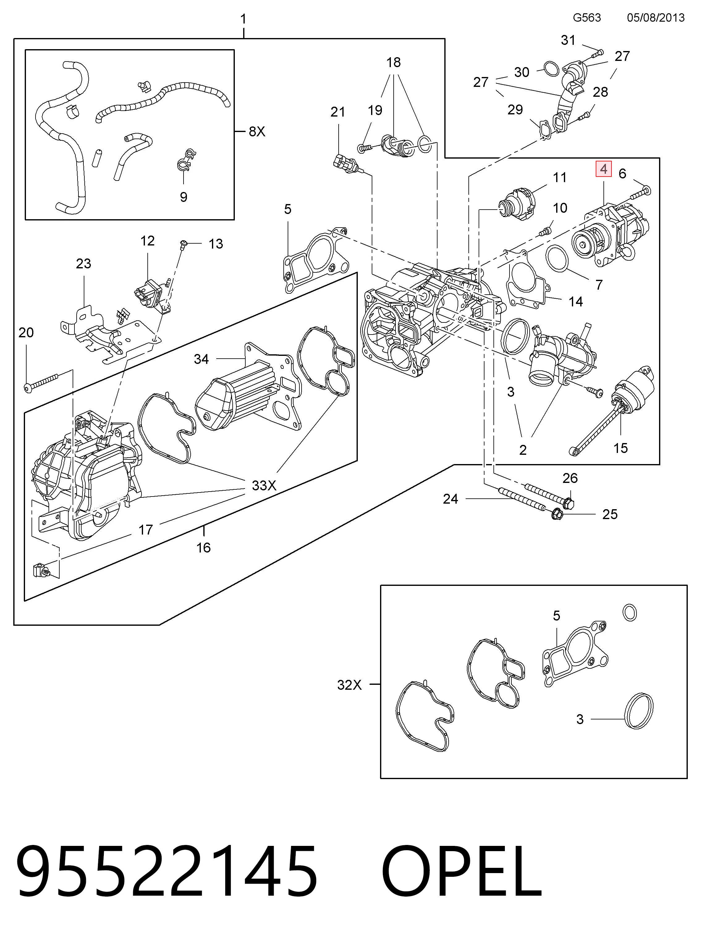 95522145 Opel Клапан рециркуляции отработавших газов EGR