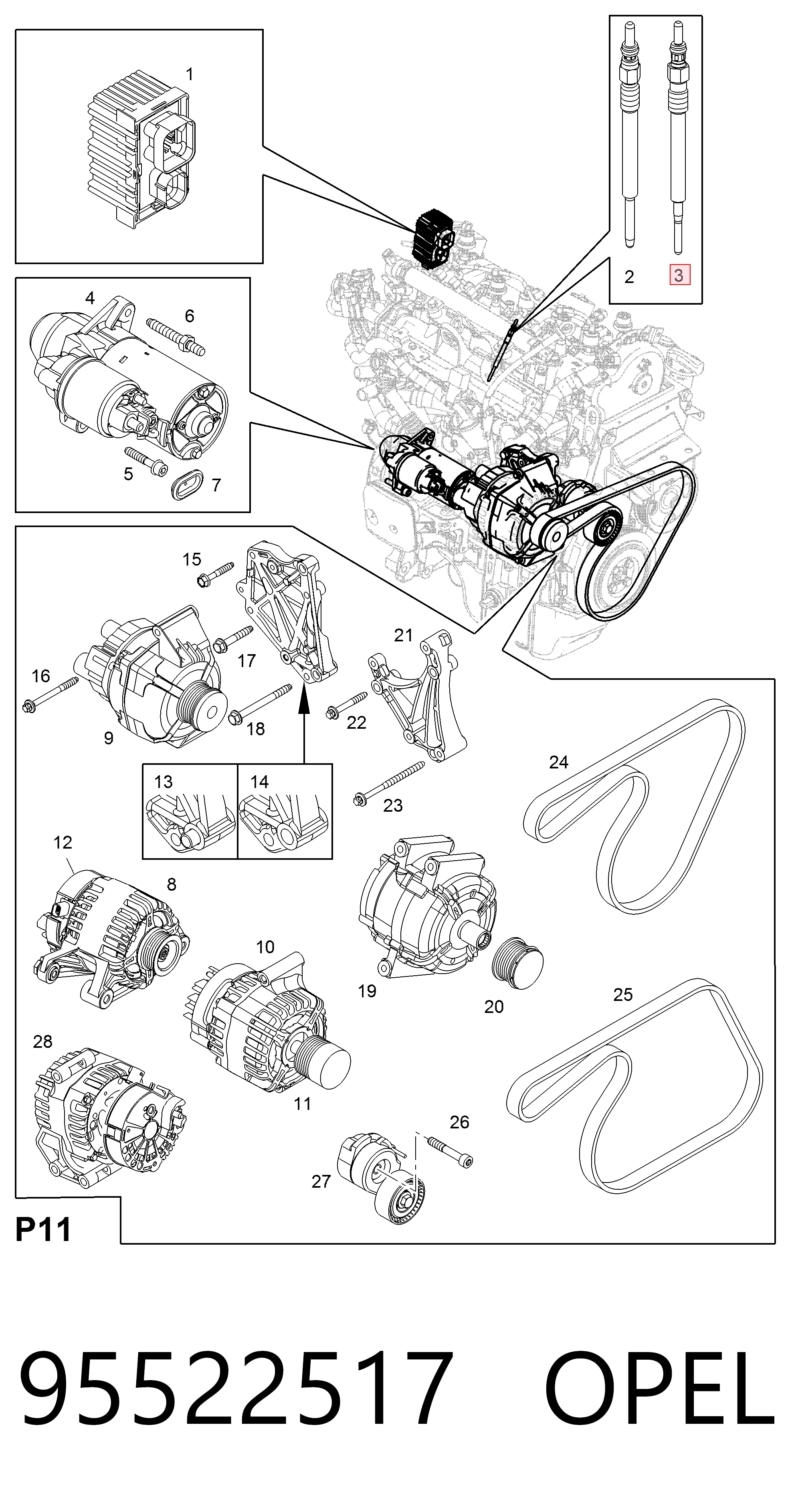 95522517 Opel Свечи накаливания