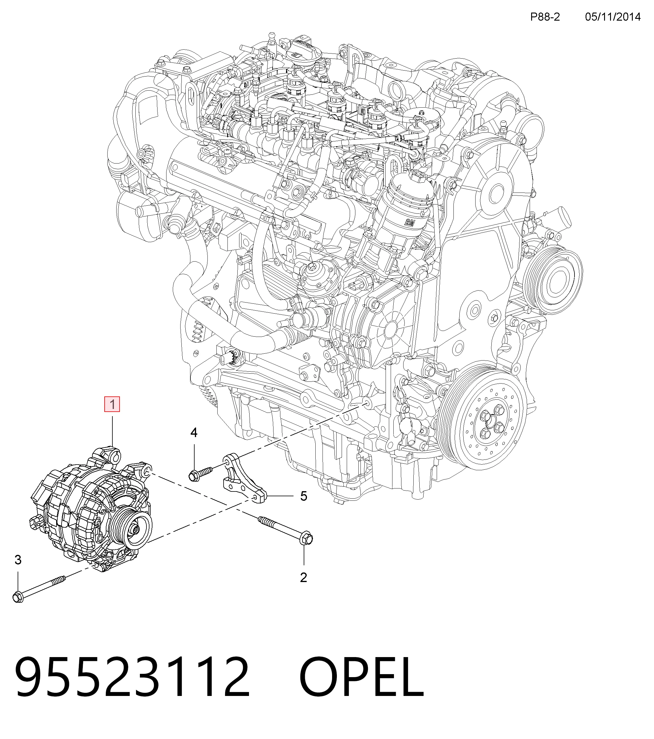 95523112 Opel Генератор автомобильный
