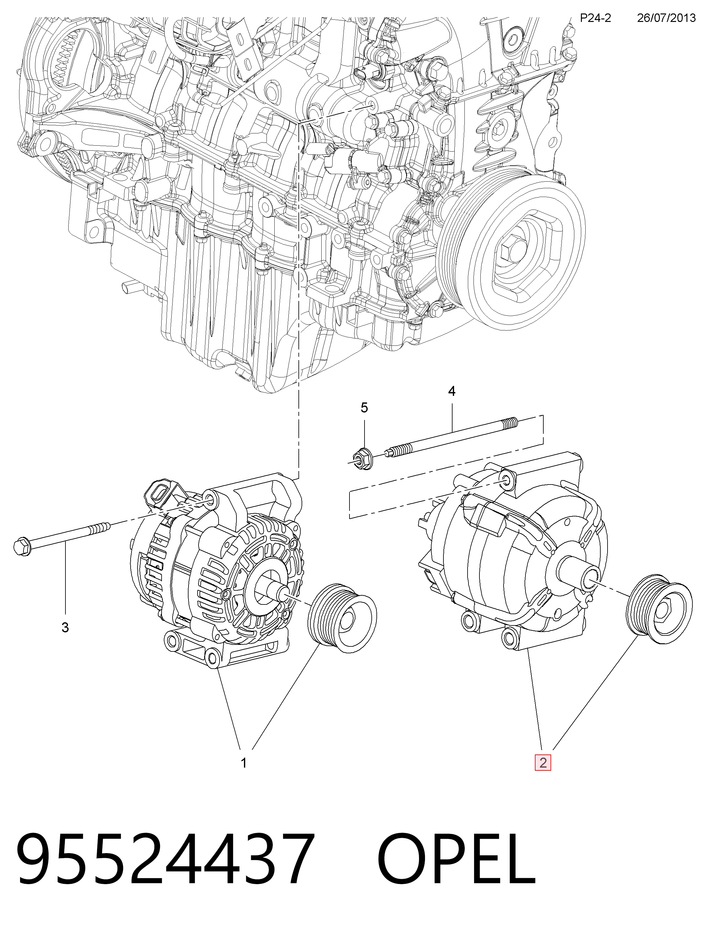 95524437 Opel Генератор автомобильный