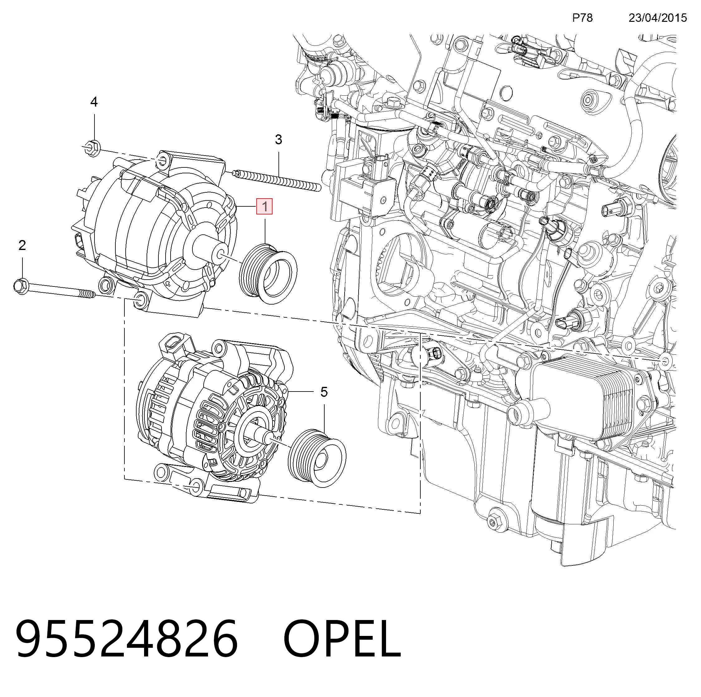 95524826 Opel Генератор автомобильный