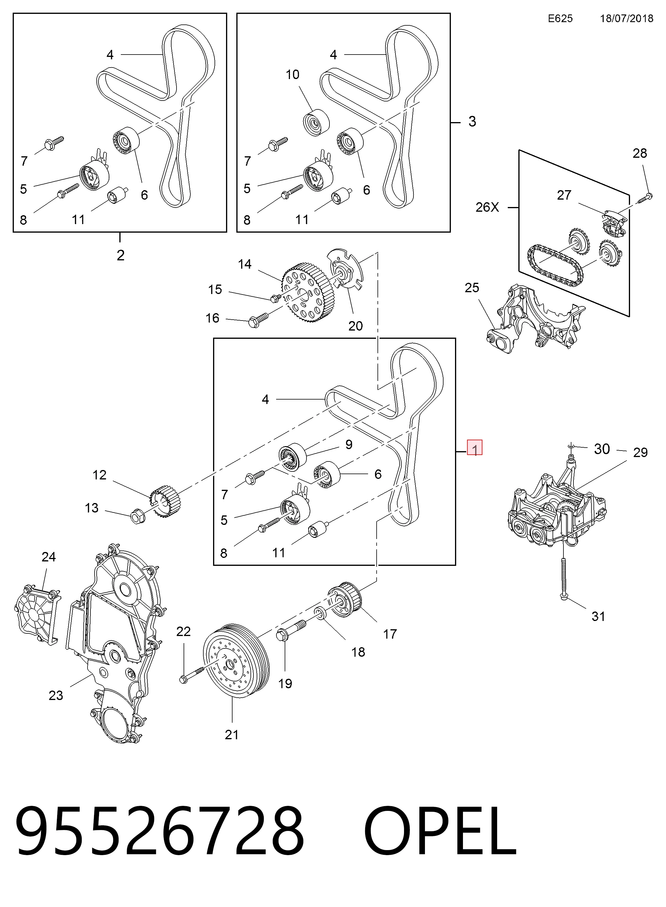 Купить 95526728 Peugeot/Citroen Комплект ГРМ