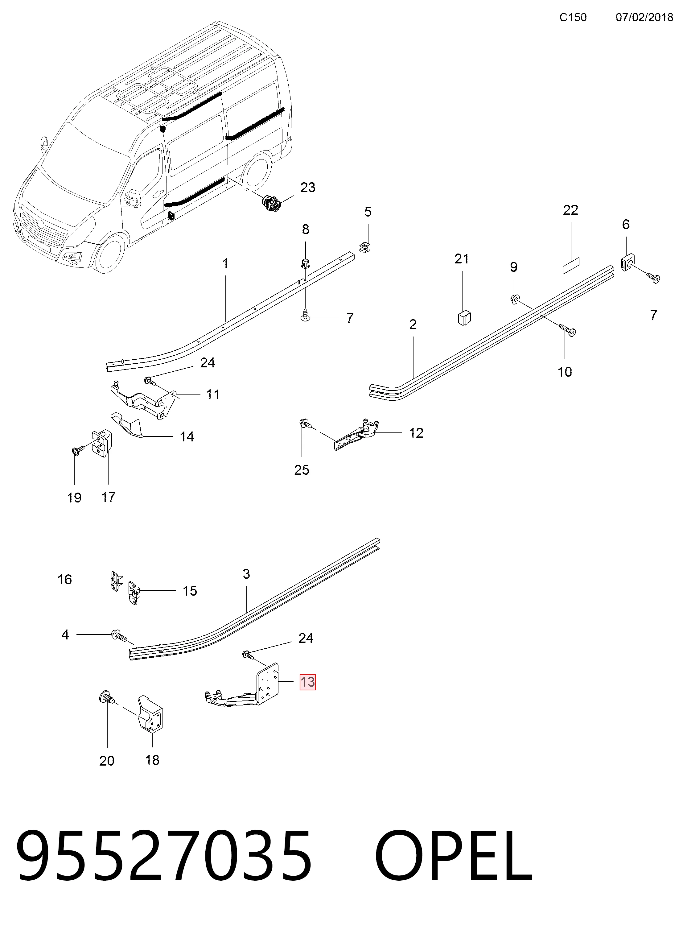 95527035 Opel Ролик боковой (сдвижной) двери правый нижний