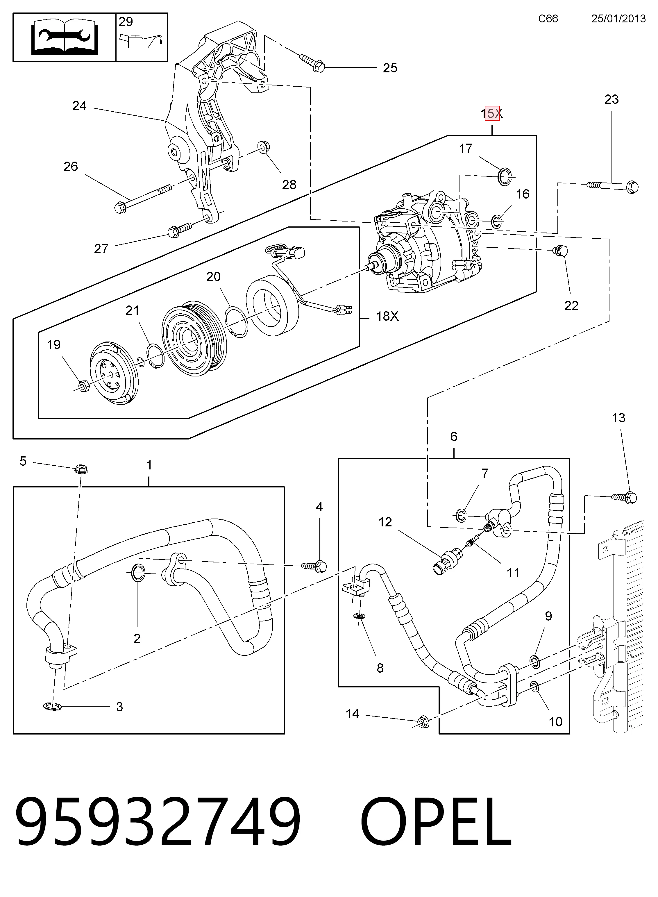 95932749 Opel Компрессор хладагента