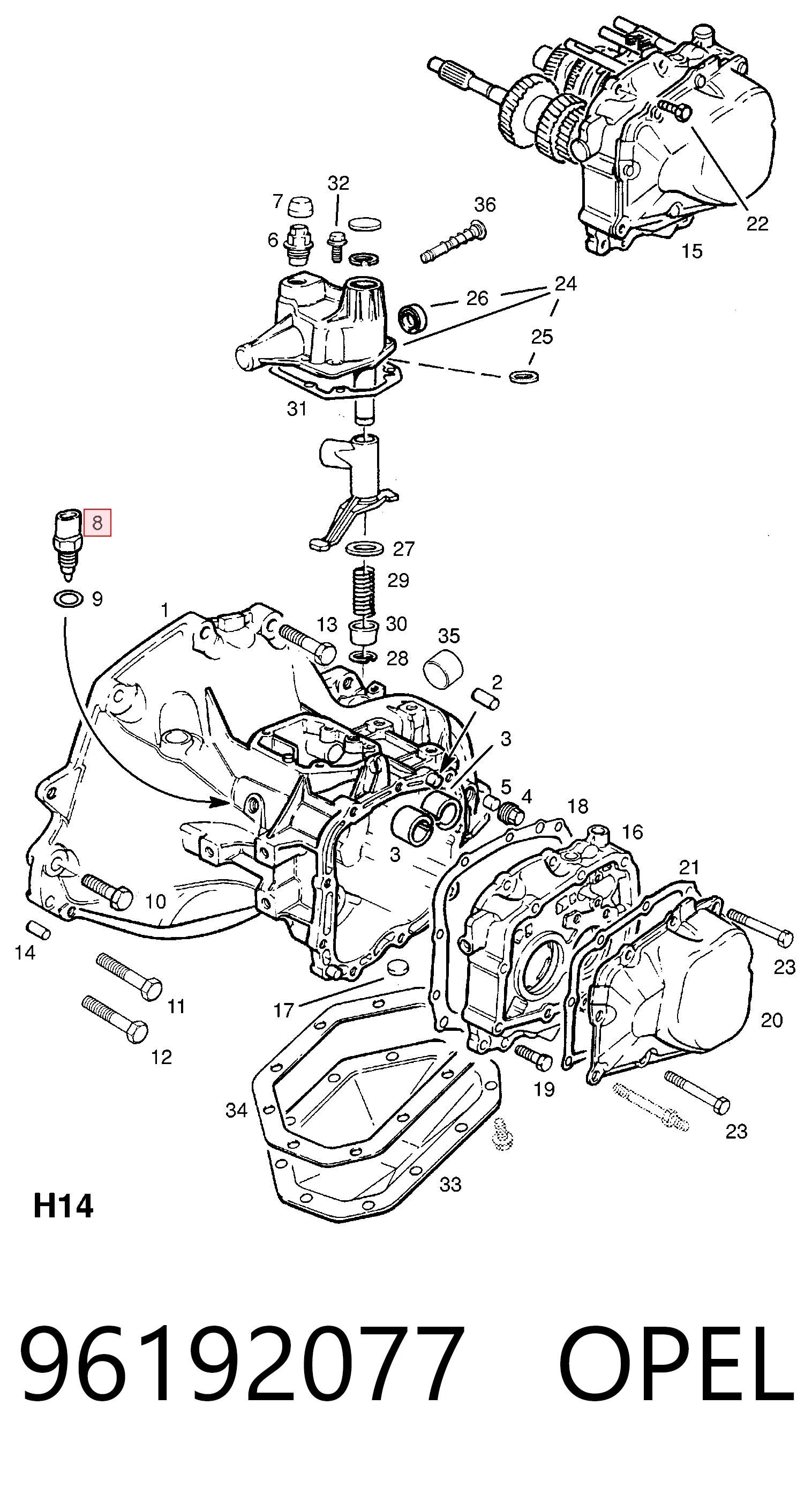 96192077 Opel Датчик включения фонарей заднего хода