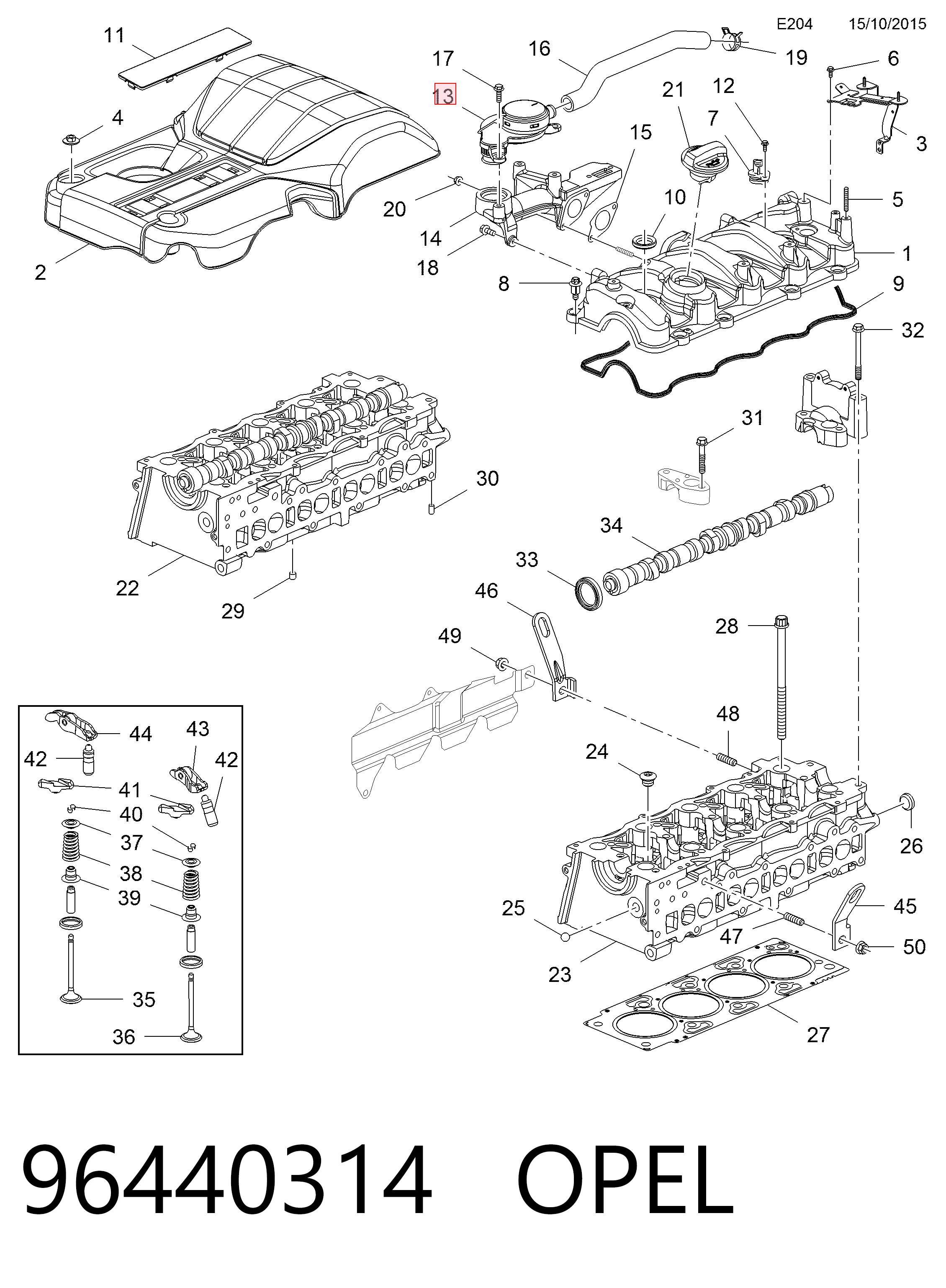 96440314 Opel Клапан PCV вентиляции картера