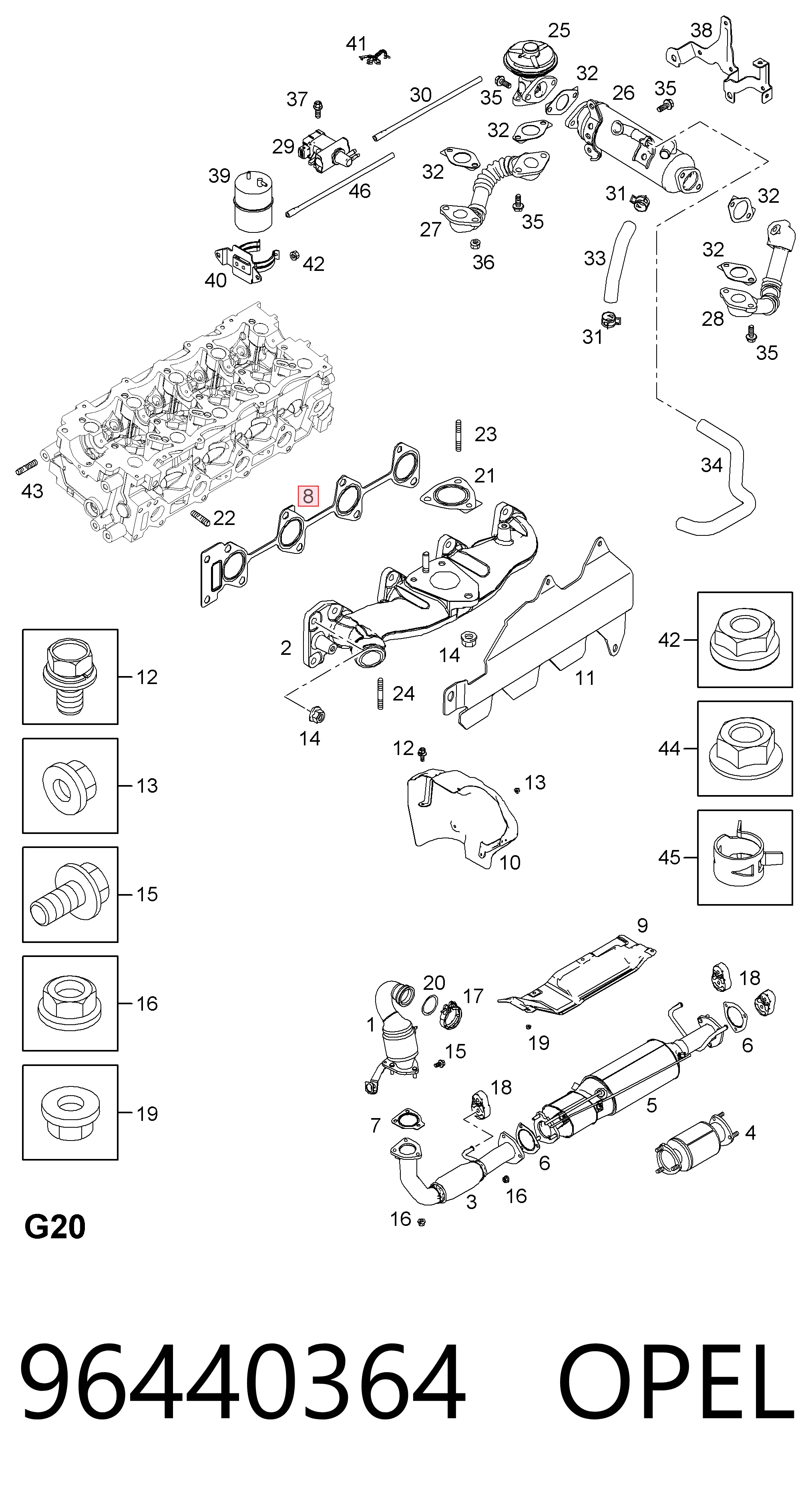 Прокладка коллектора выпускного Chevrolet Nubira седан (2005 - 2012) цена, от 4.97 USD